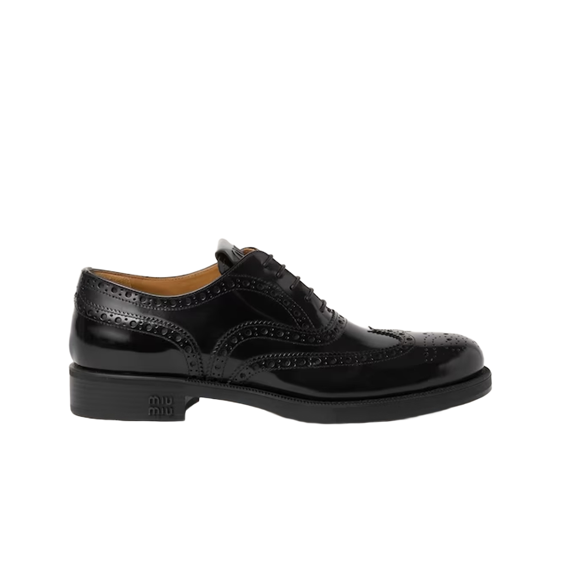 5E038E-055-F0002 (W) Church's x Miu Miu Brushed Leather Oxford Brogue Shoes Black