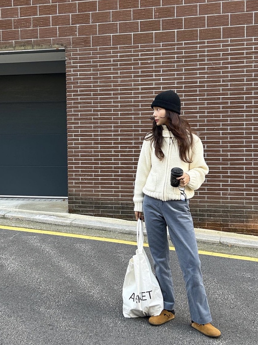 Birkenstock Boston Soft Footbed Mink - Regular 착용 스타일