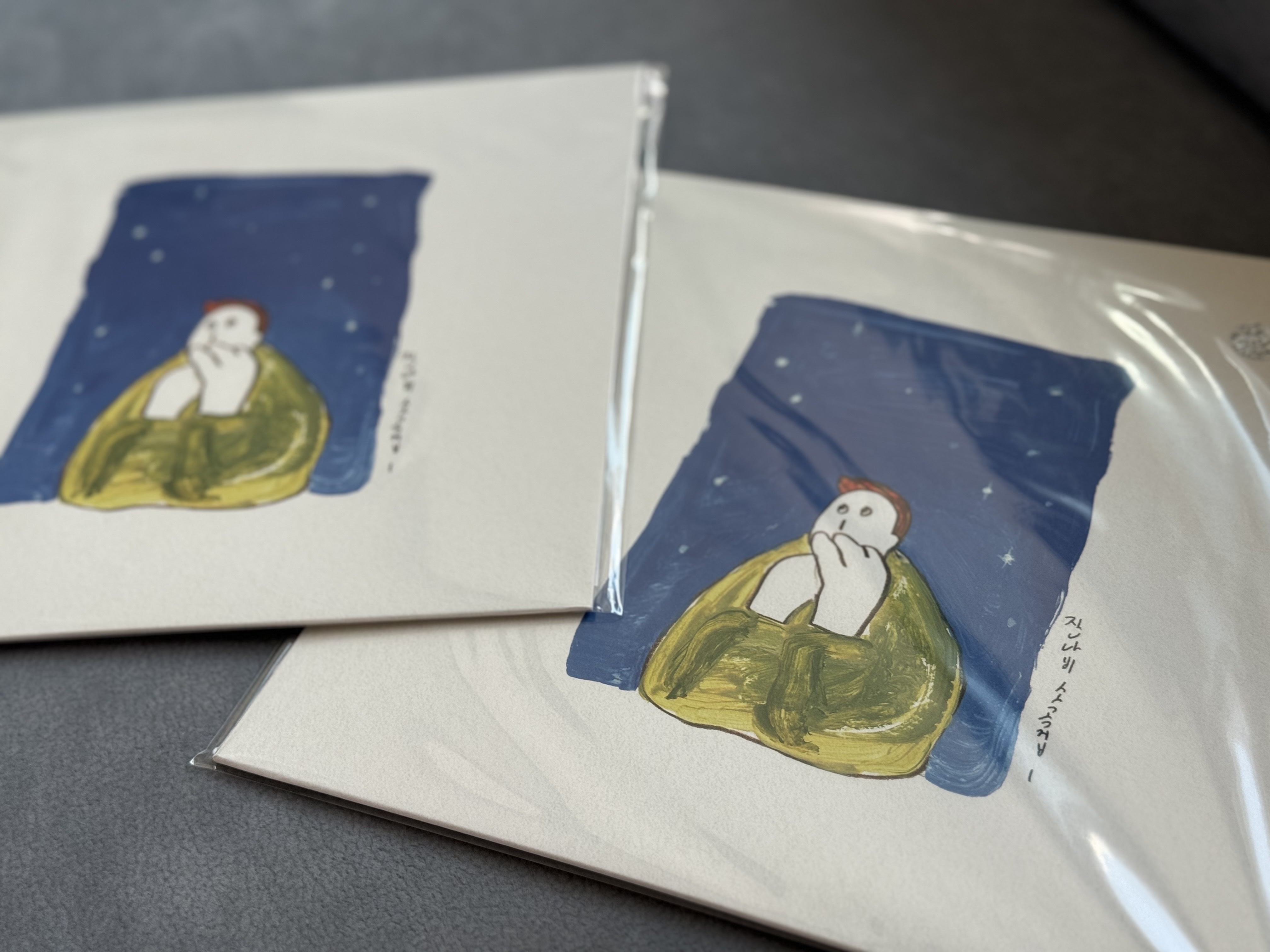 Jannabi's Small Pieces I LP White & Blue Splatter Mix 착용 스타일 - 2