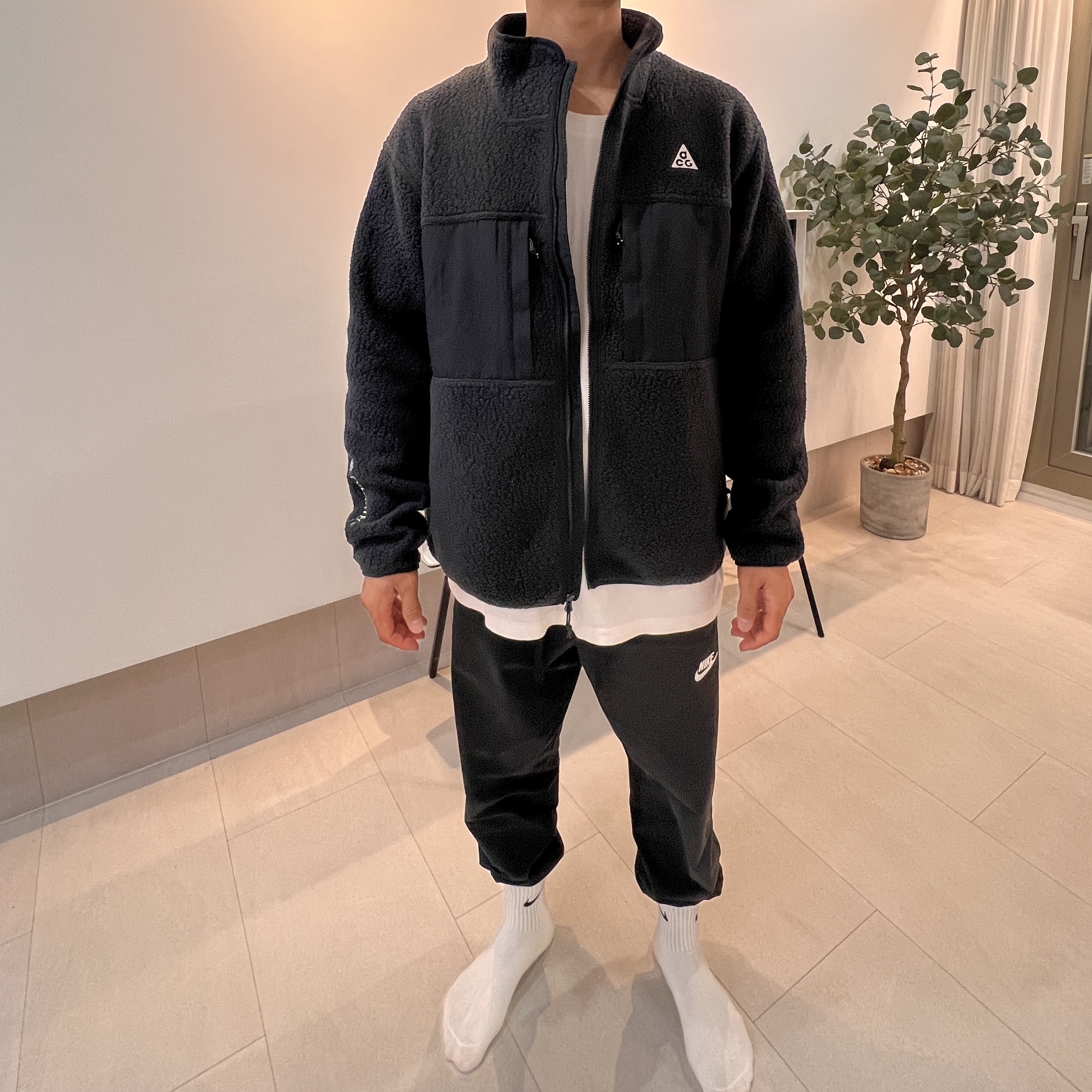 Nike ACG Arctic Wolf Full Zip Top Black Anthracite - Asia 착용 스타일