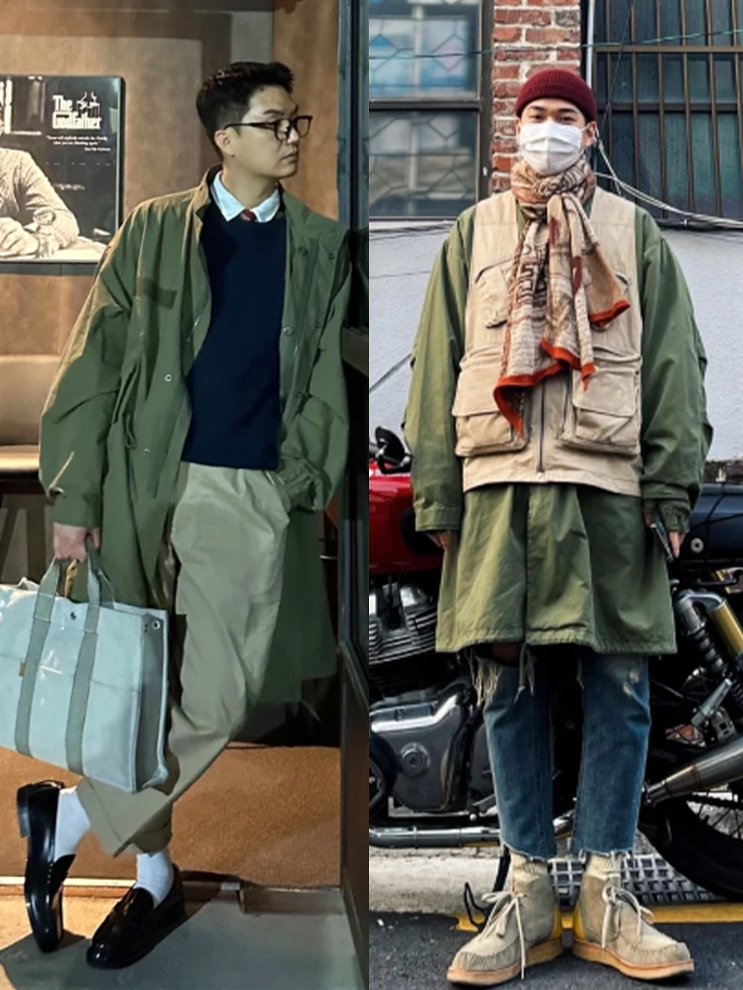 Adidas Yeezy Foam RNNR Sand, Freak's Store M-65 Mods Coat Liner Set Olive 착용 스타일 - 2