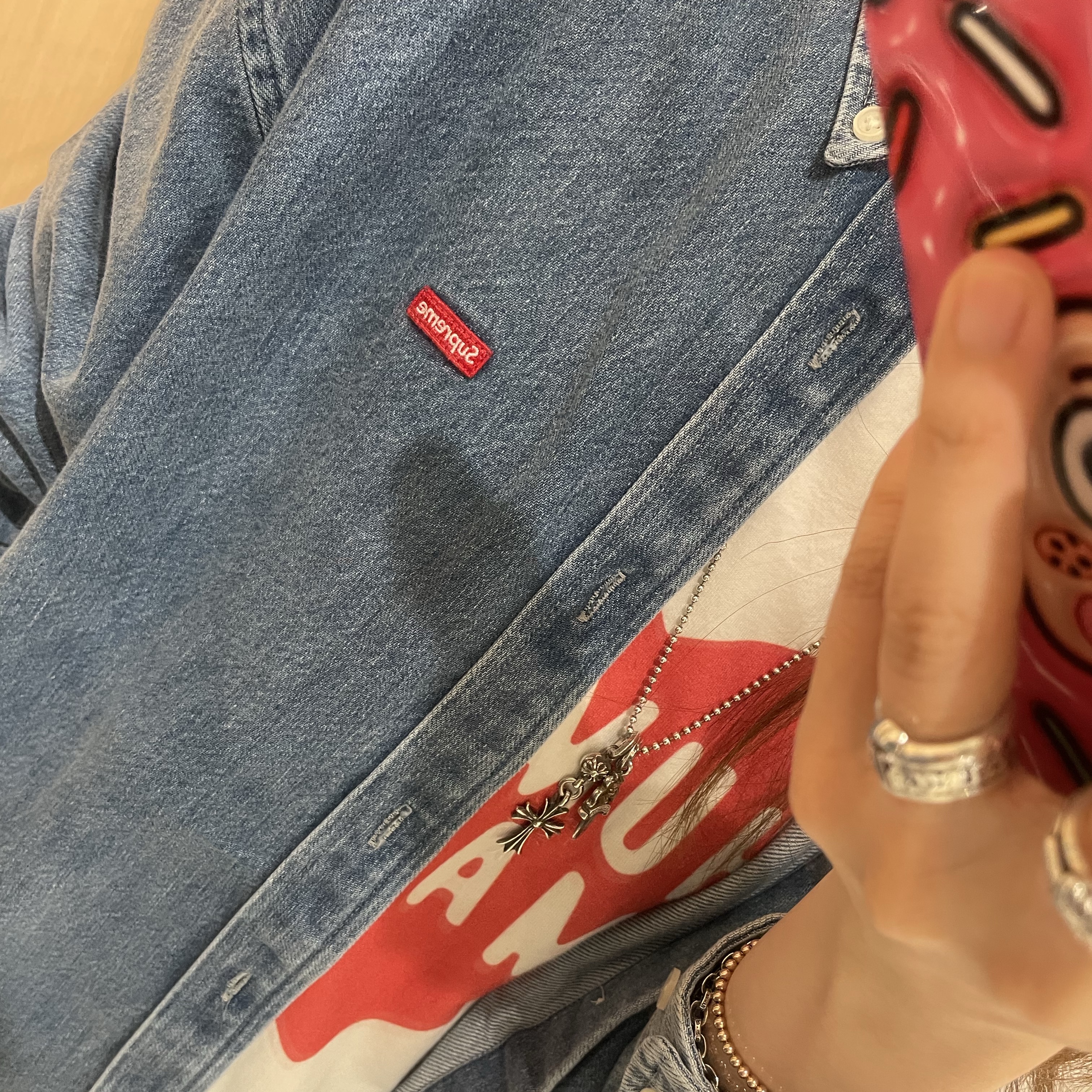 Supreme Small Box Shirt Denim - 23FW 착용 스타일