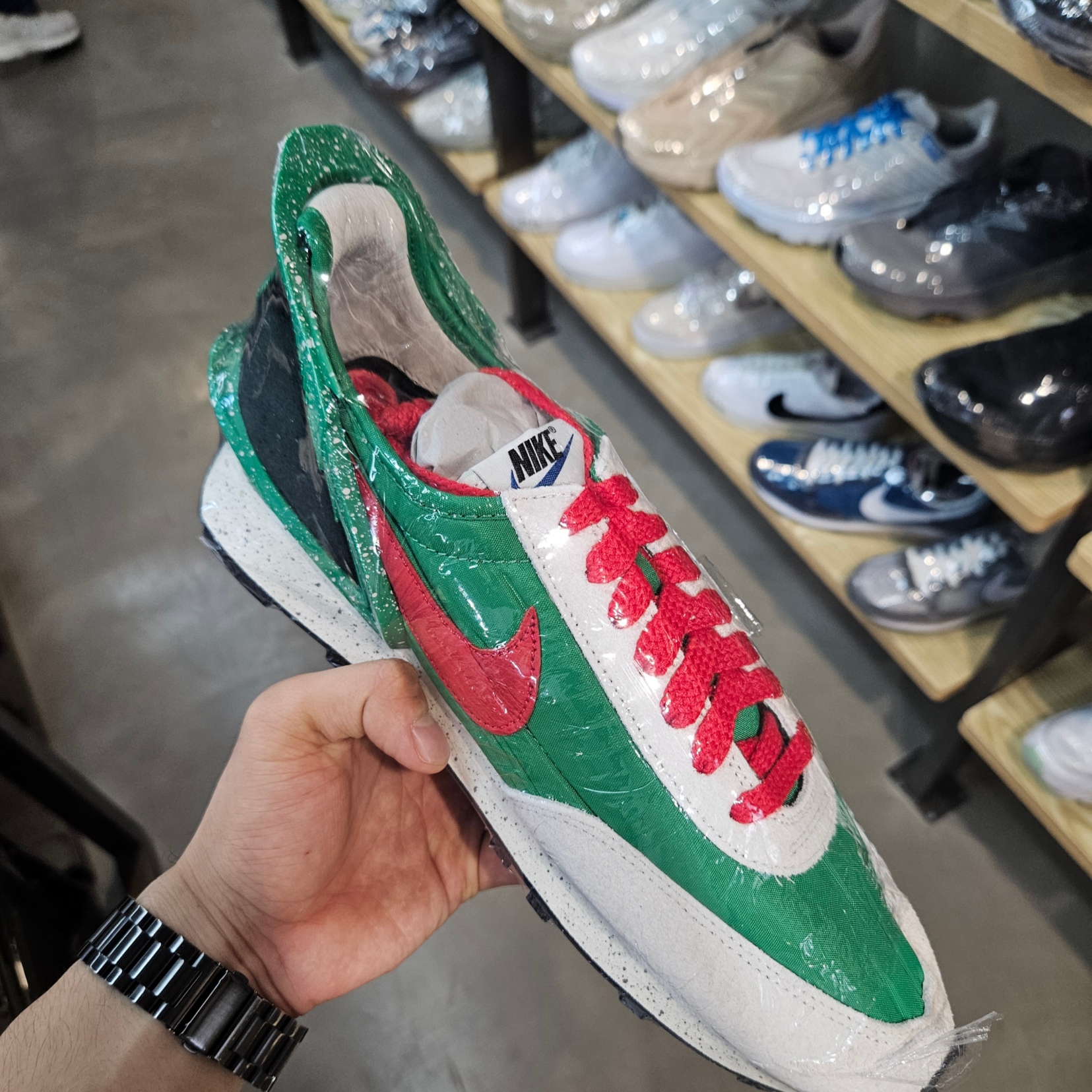 (W) Nike x Undercover Daybreak Lucky Green Red 착용 스타일