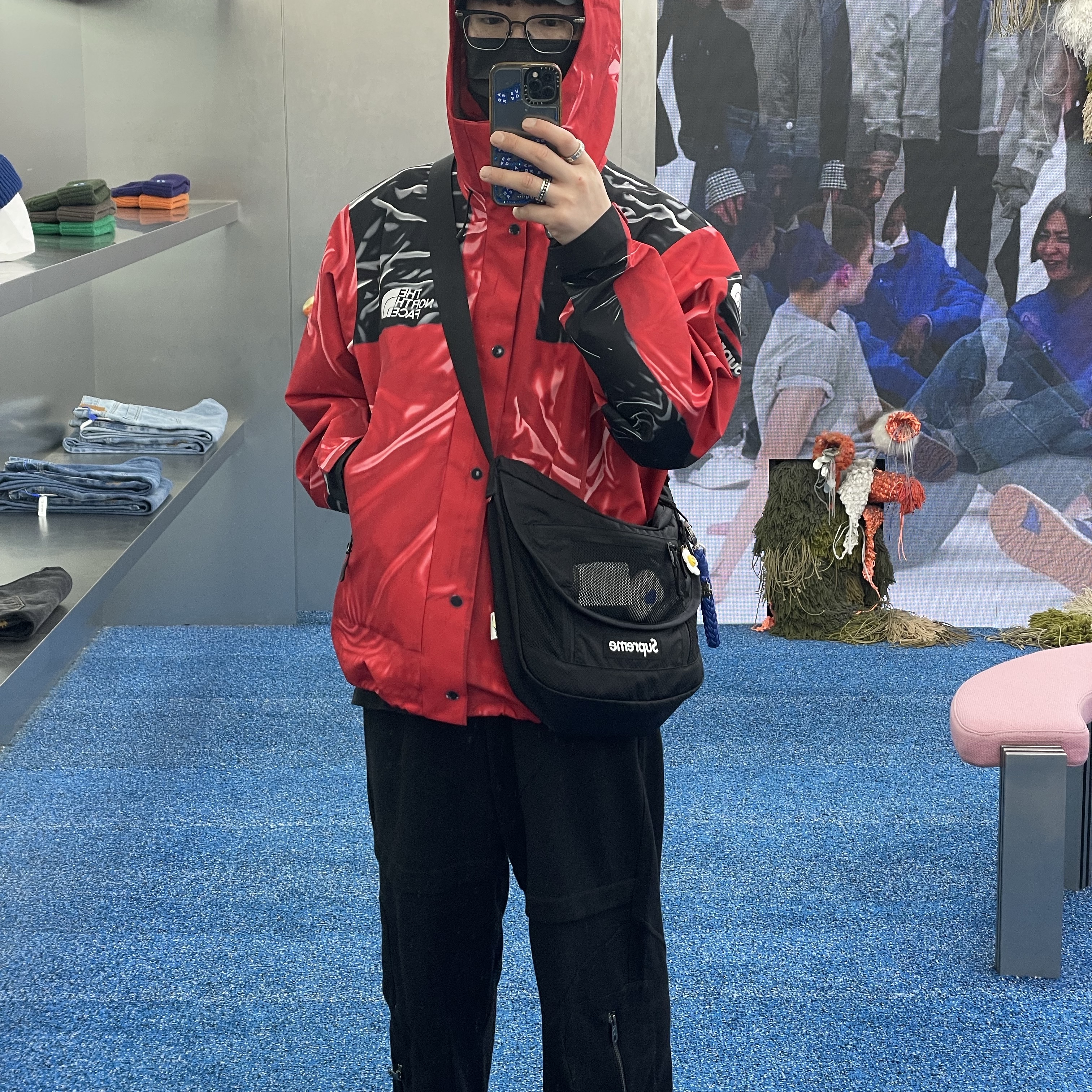 Ader Error Tenit Watch Strap Z-Blue, Supreme x The North Face Trompe L’oeil Printed Taped Seam Shell Jacket Red - 23SS 착용 스타일