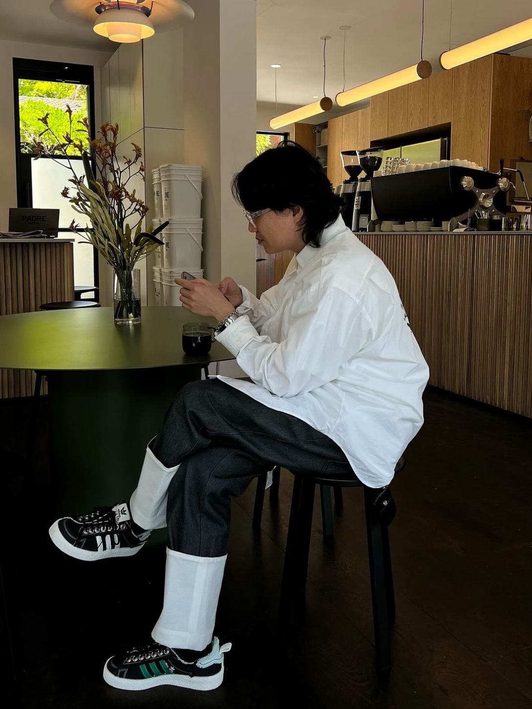Adidas x Song for the Mute Campus 80s Bliss Core Black, Adidas x Song for the Mute Campus 80s Core Black Cream White 착용 스타일 - 1