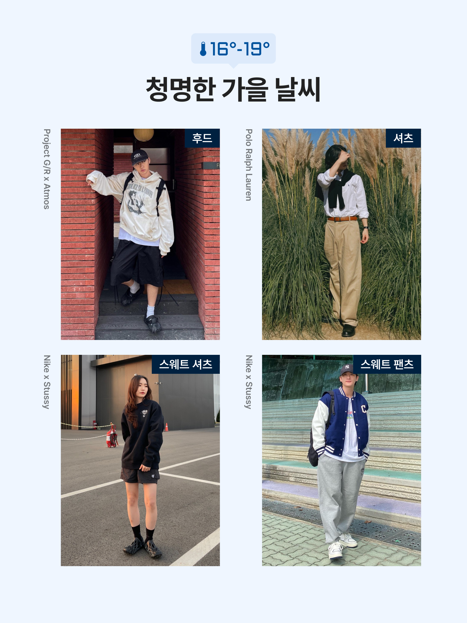 Project G/R x Atmos Etiquette Lesson Vintage Washed Hoodie White, Nike x Stussy NRG ZR Fleece Crewneck Black - US/EU 착용 스타일 - 2