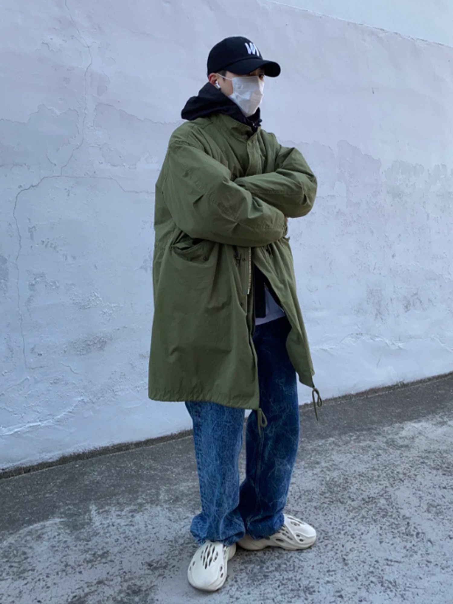 Adidas Yeezy Foam RNNR Sand, Freak's Store M-65 Mods Coat Liner Set Olive 착용 스타일 - 4