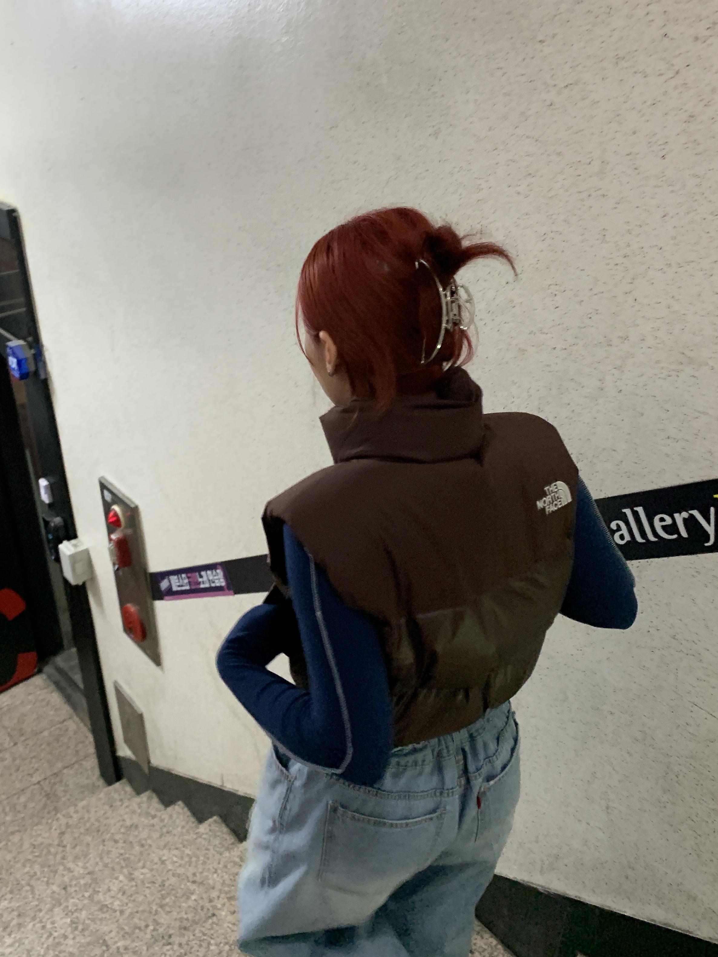 (W) The North Face White Label Novelty Nuptse Down Vest Brown 착용 스타일