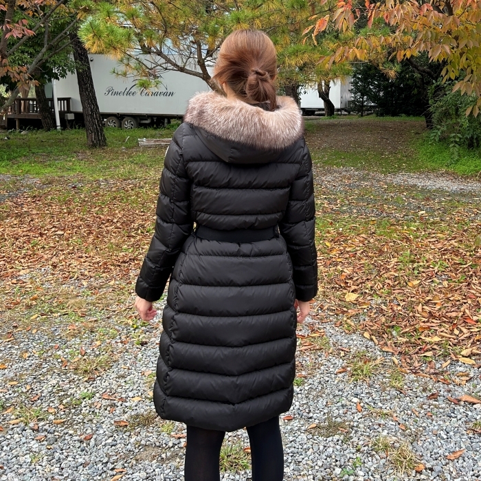 (W) Moncler Khloe Long Down Jacket Black - 23FW, (W) Moncler Boedic Long Down Jacket Black - 22FW 착용 스타일 - 1
