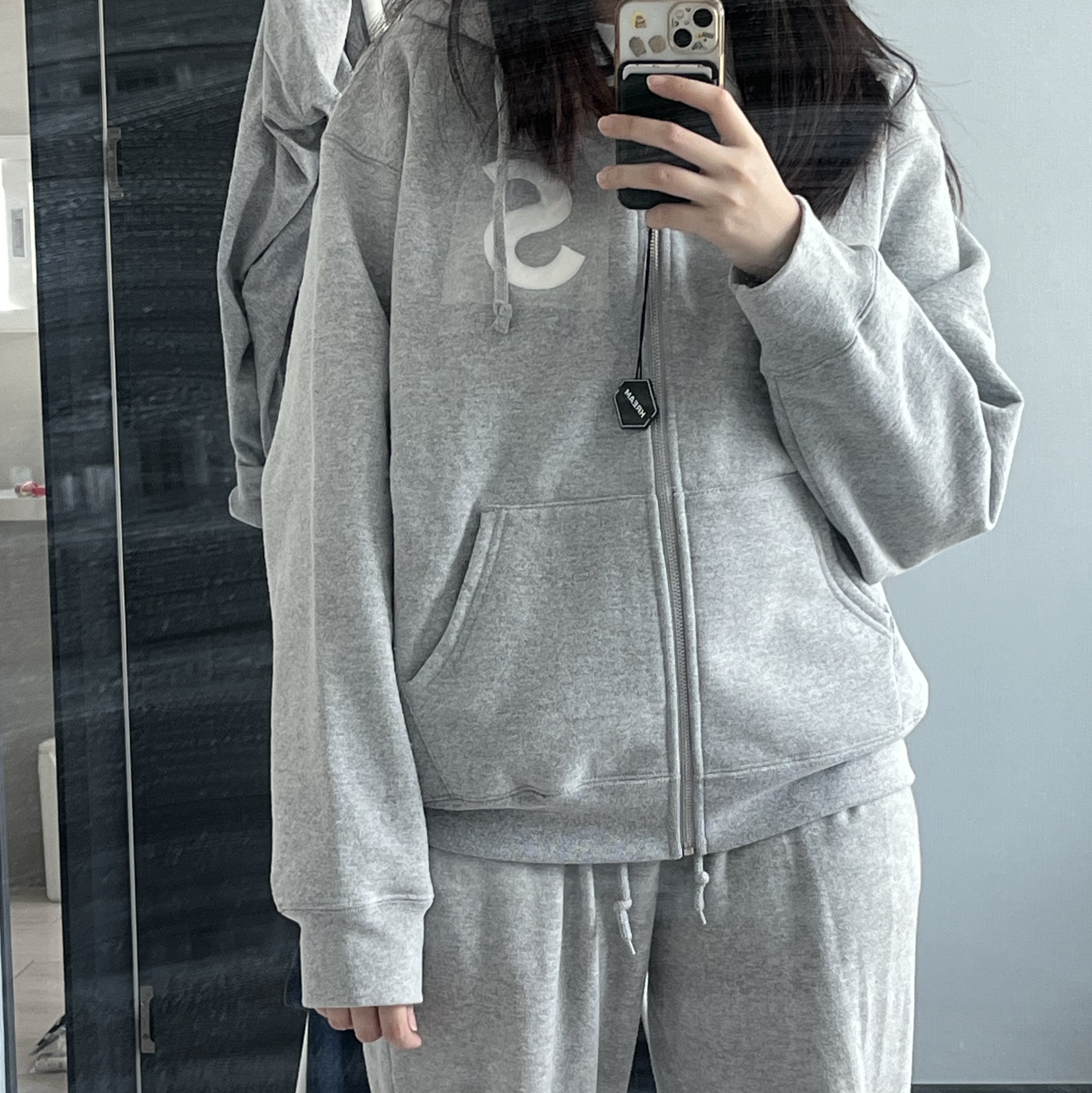 Supreme S Logo Zip Up Hooded Sweatshirt Heather Grey - 23FW 착용 스타일 - 1