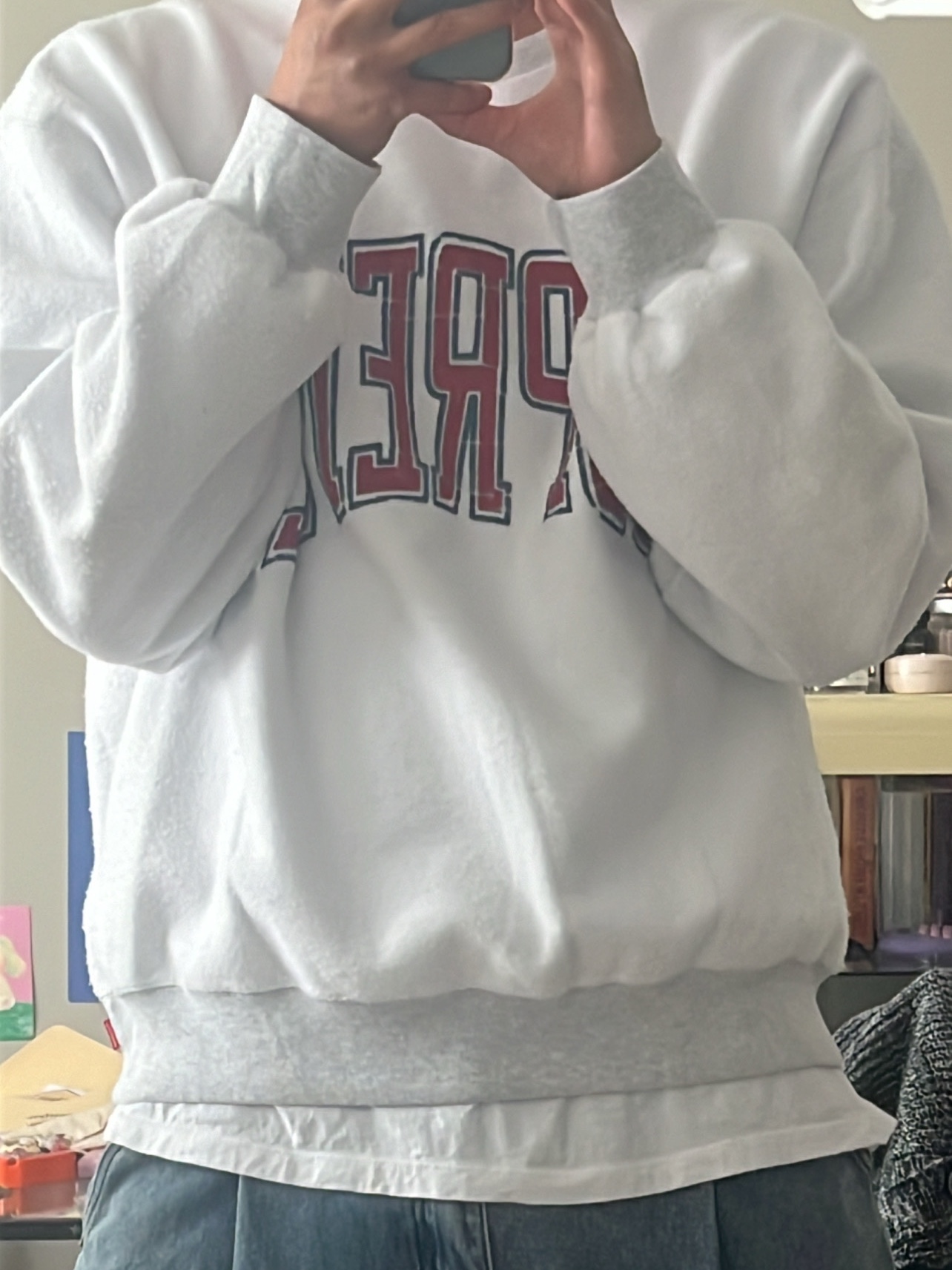 Supreme Inside Out Crewneck Ash Grey - 23FW 착용 스타일