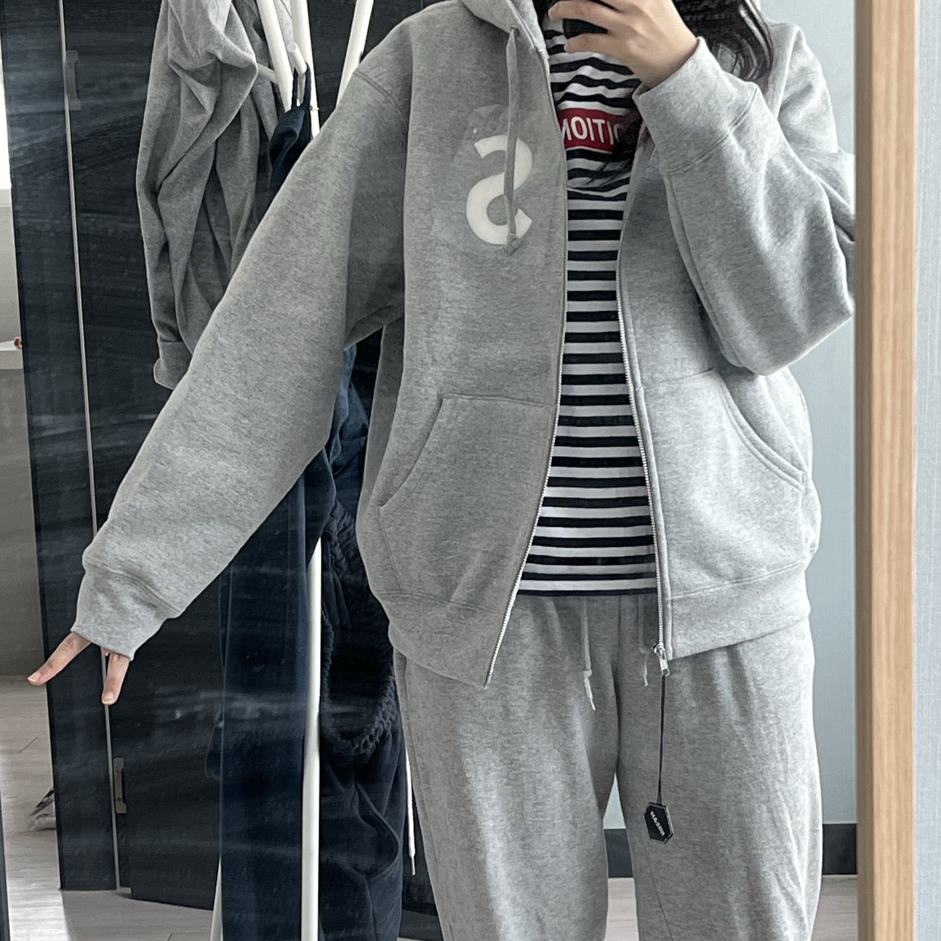 Supreme S Logo Zip Up Hooded Sweatshirt Heather Grey - 23FW 착용 스타일 - 3