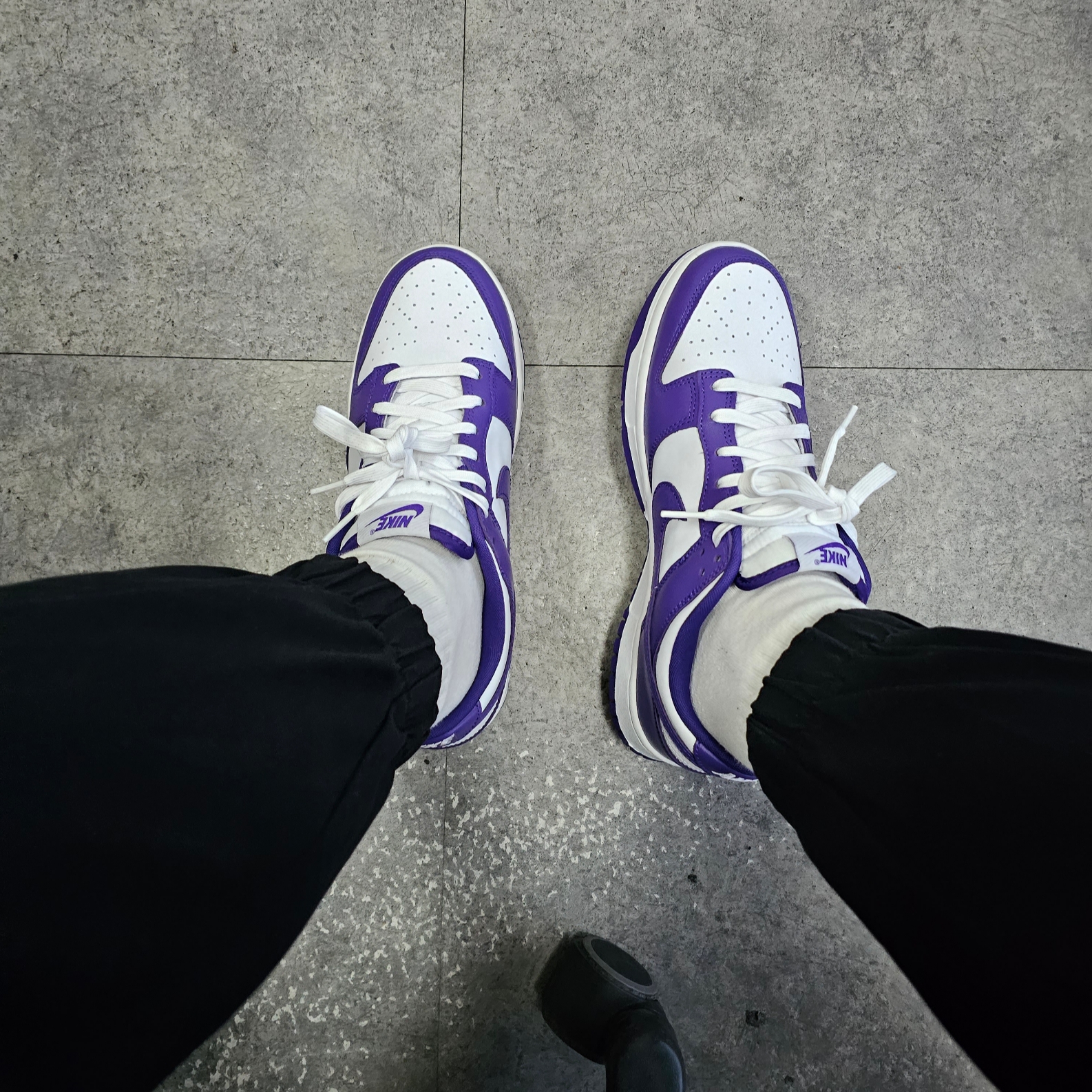 Nike Dunk Low Retro Championship Court Purple 착용 스타일 - 2
