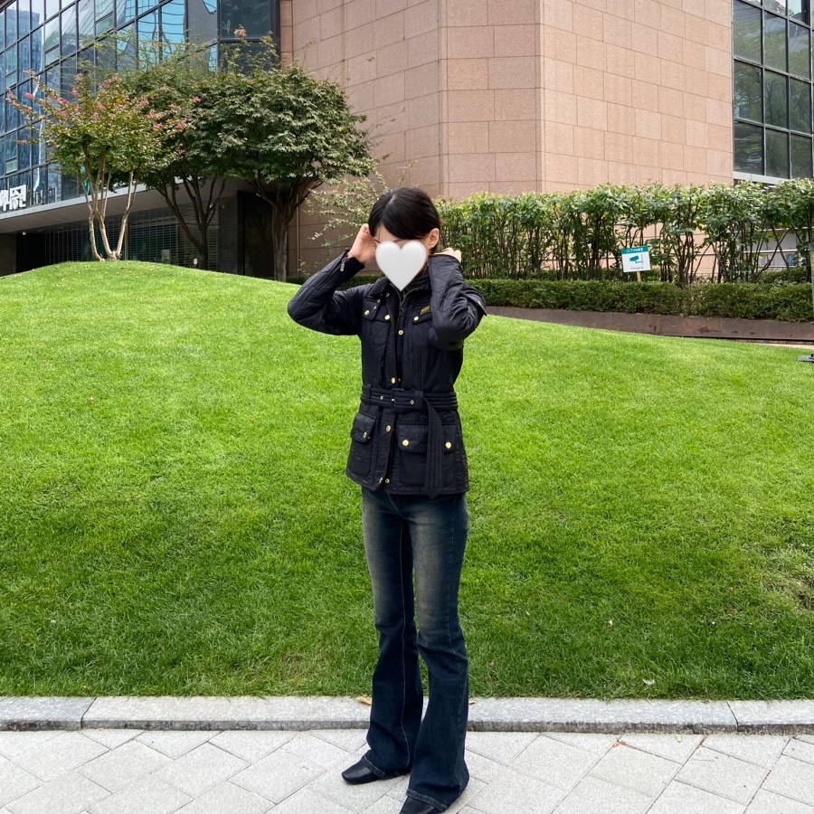 (W) Barbour International Polarquilt Jacket Black 착용 스타일 - 1