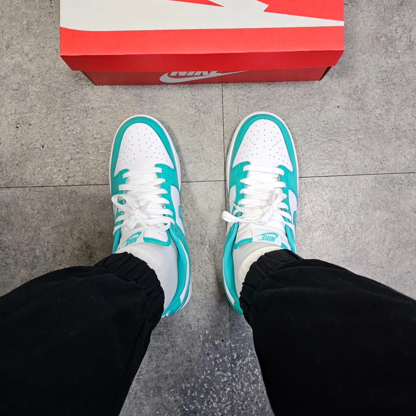 Nike Dunk Low White Clear Jade 착용 스타일 - 5