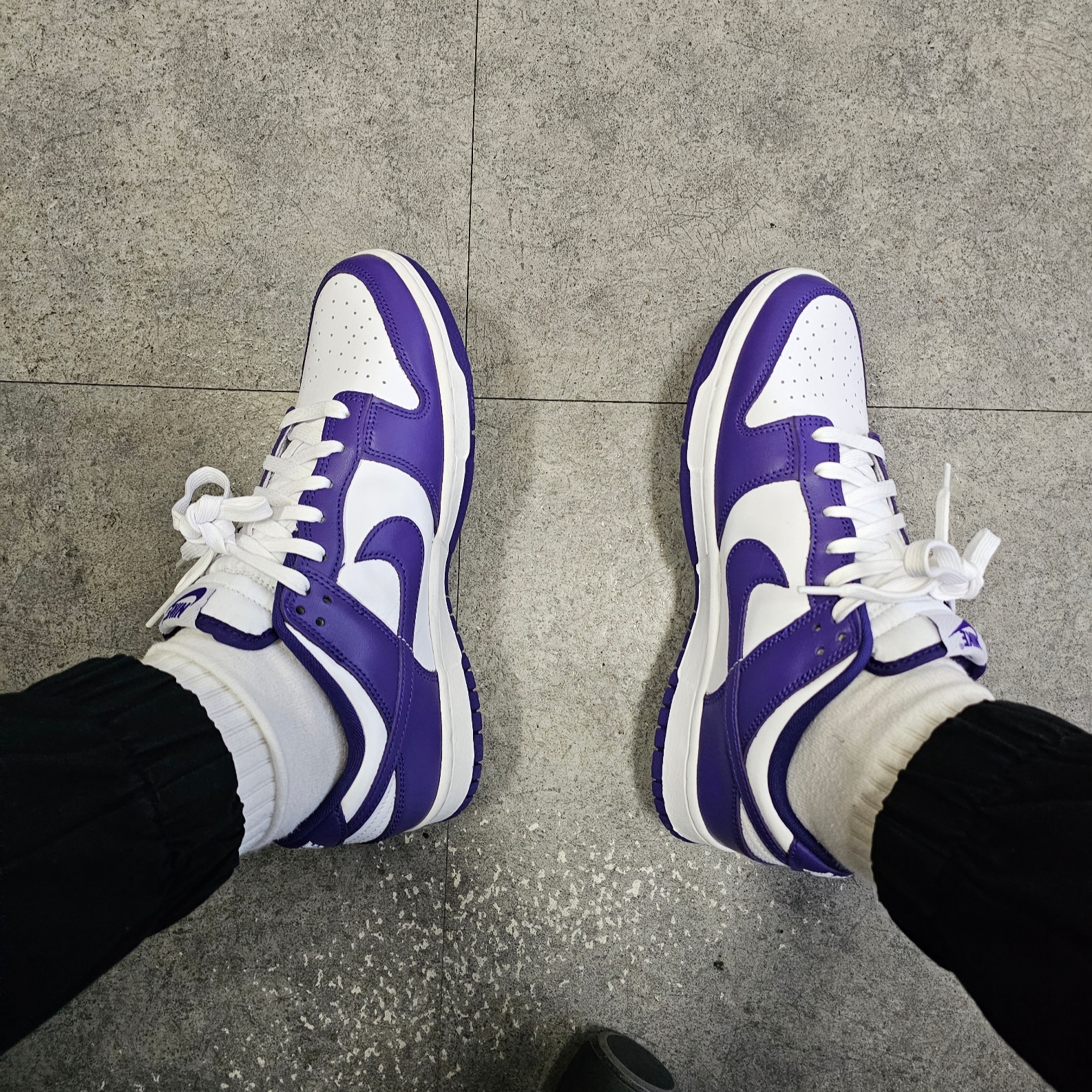 Nike Dunk Low Retro Championship Court Purple 착용 스타일 - 3