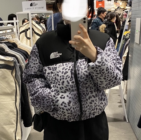 (W) The North Face White Label Novelty Nuptse Down Jacket P Silver 착용 스타일 - 2