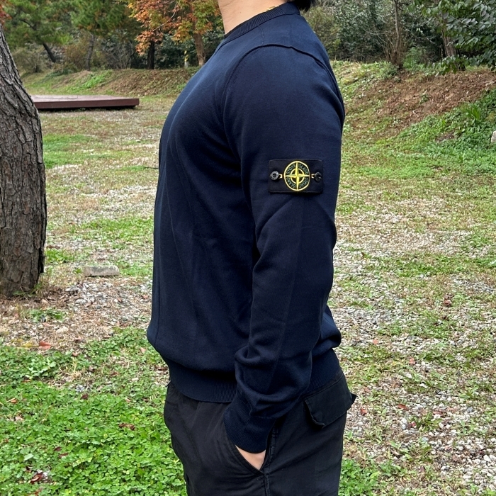 Stone Island 540B2 Soft Cotton Crewneck Knit Navy Blue - 23SS 착용 스타일 - 2