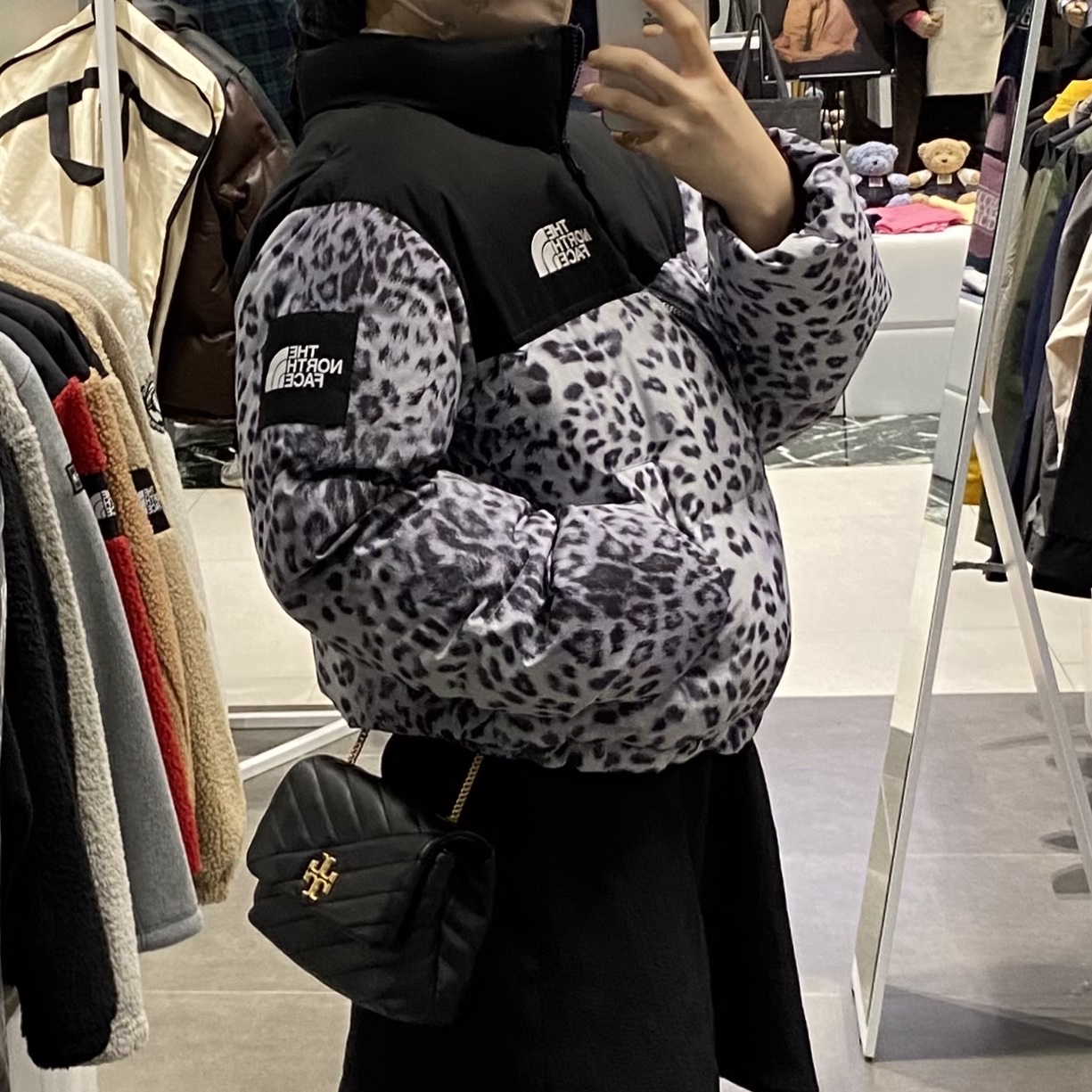 (W) The North Face White Label Novelty Nuptse Down Jacket P Silver 착용 스타일 - 1