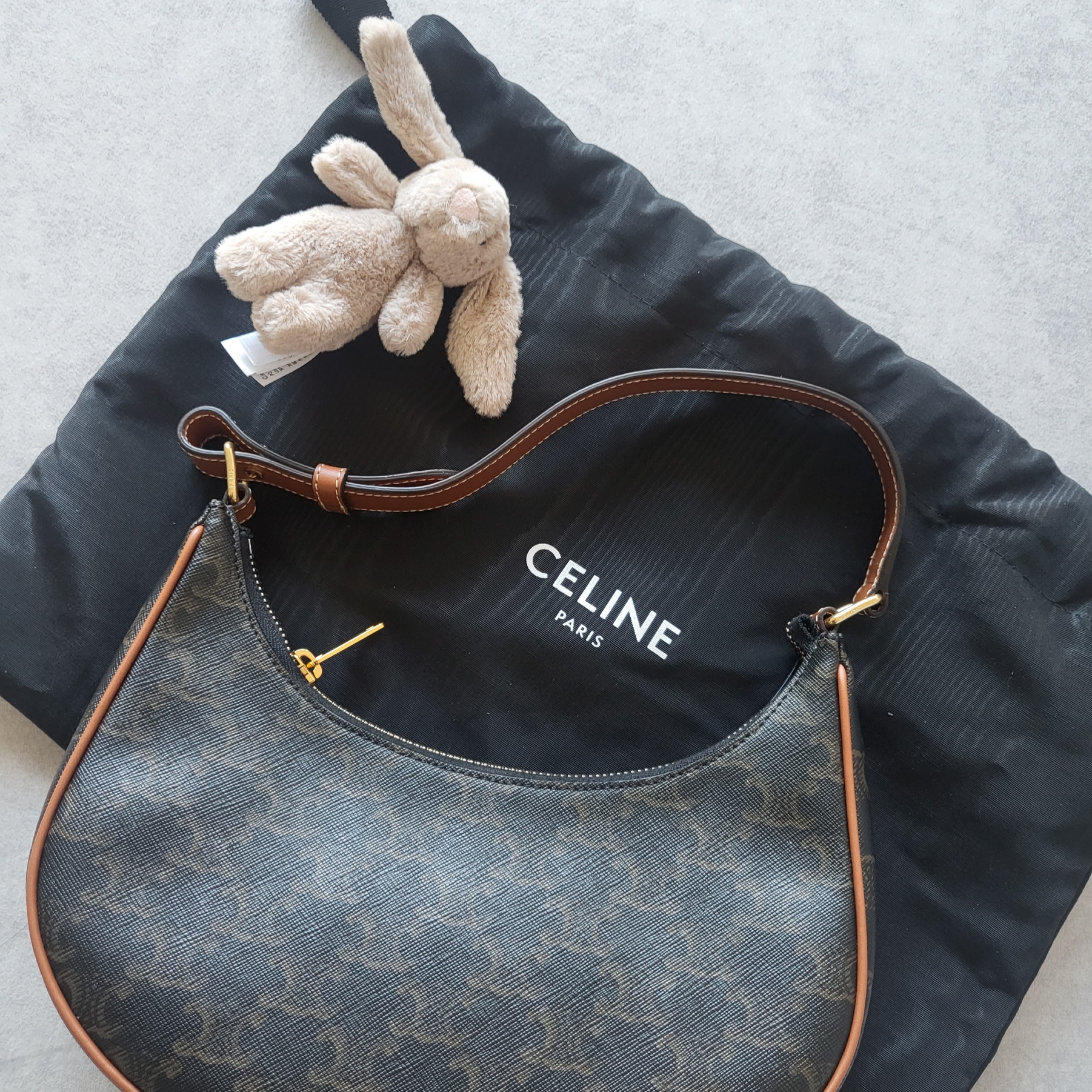 Celine Ava Bag in Triomphe Canvas and Calfskin Tan 착용 스타일