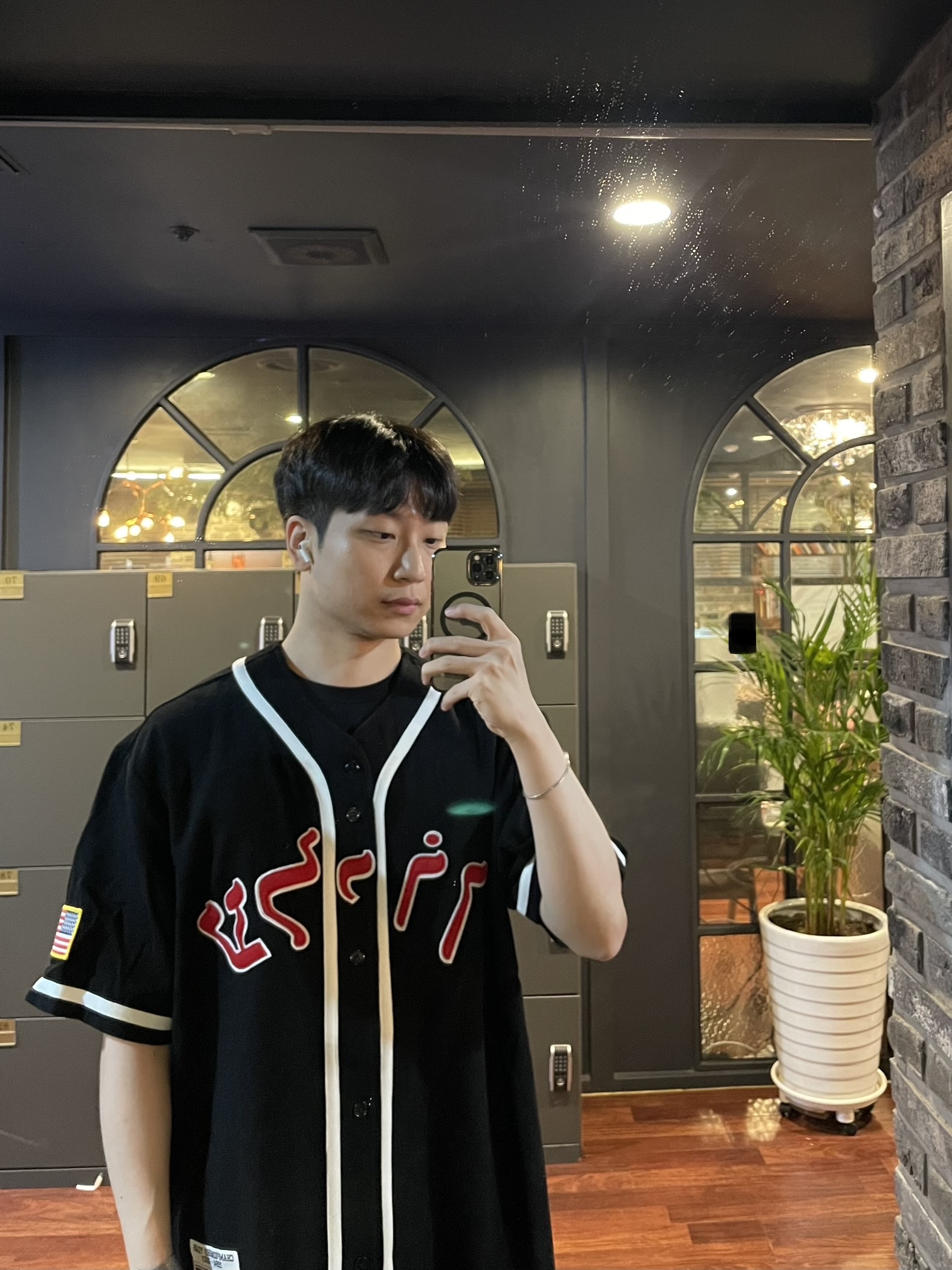 Supreme Mitchell & Ness Wool Baseball Jersey Black - 23FW 착용 스타일 - 2