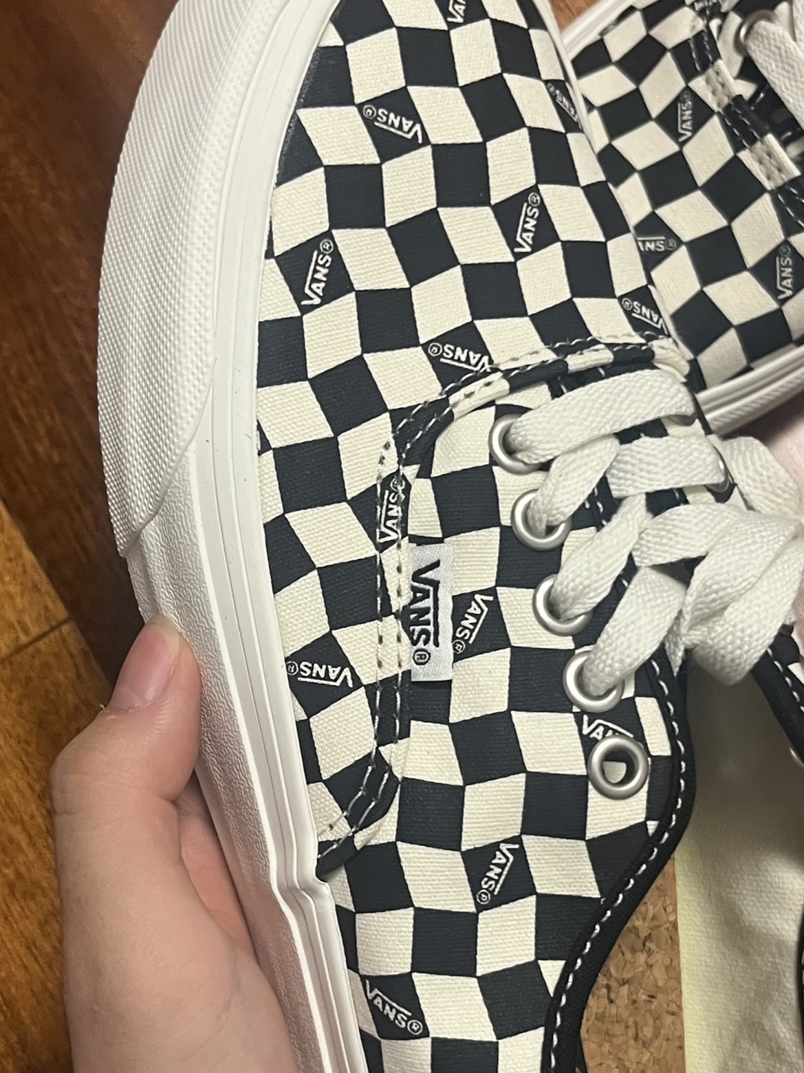Vans Authentic VR3 SF Checkerboard Marshmallow 착용 스타일 - 1