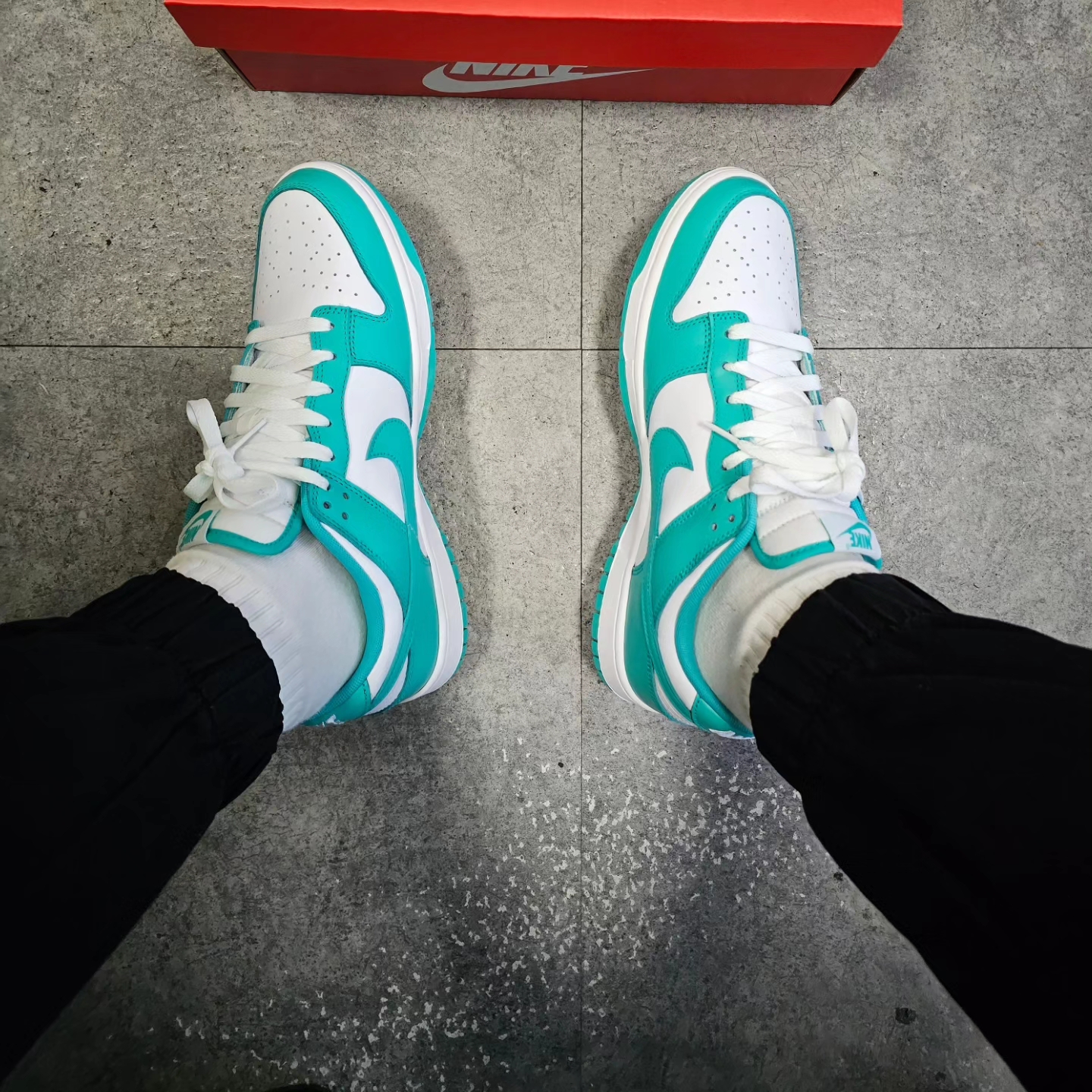 Nike Dunk Low White Clear Jade 착용 스타일 - 4