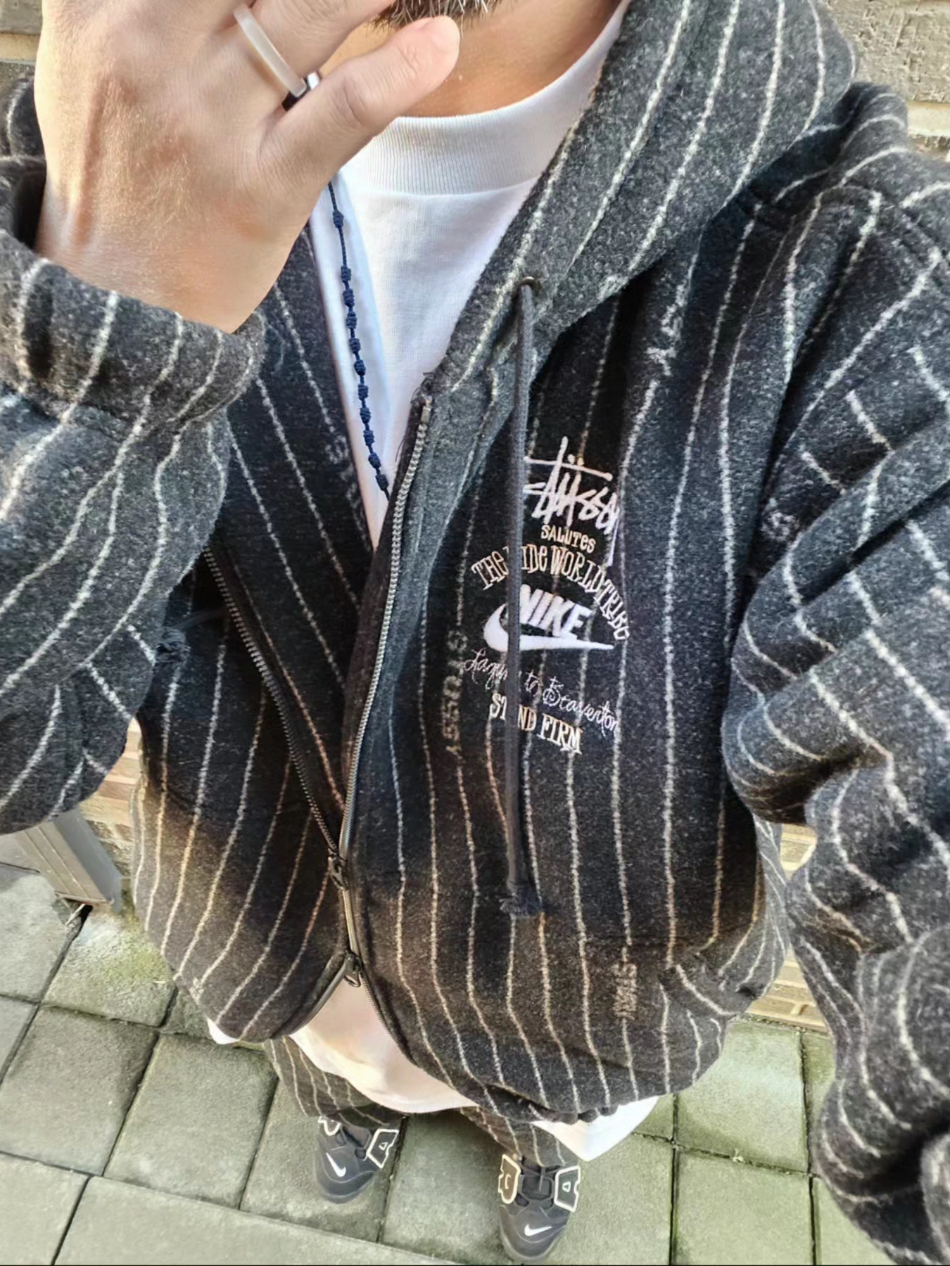 Nike x Stussy NRG Striped Wool Jacket Black (DR4023-010), Nike x Stussy NRG Striped Wool Pants Black (DR4021-010) 착용 스타일 - 2