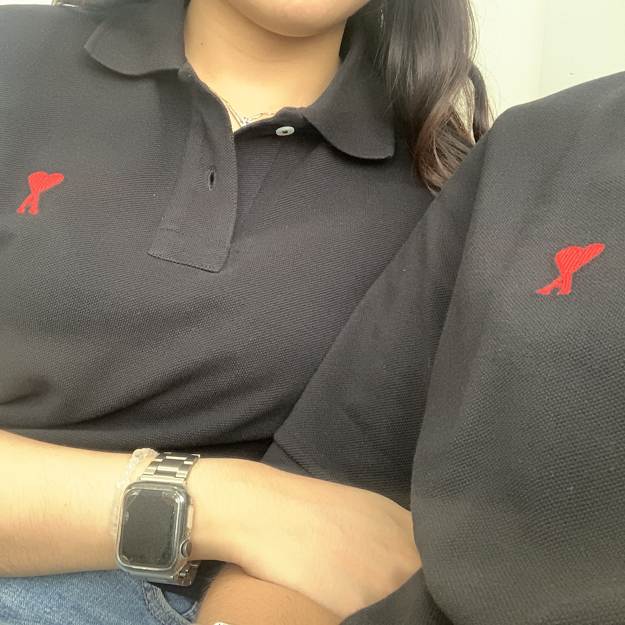 AMI de Coeur Polo Shirt Black 착용 스타일