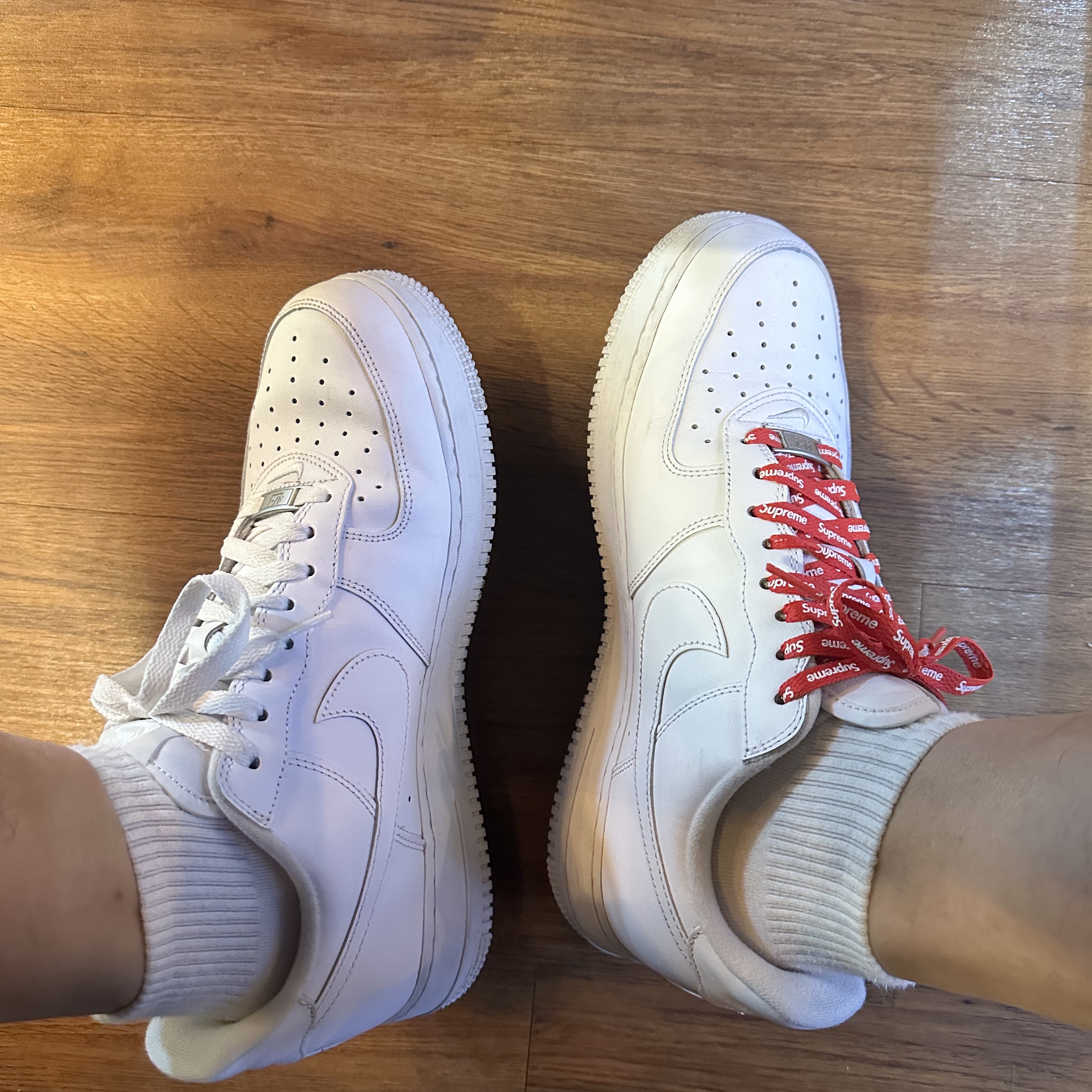 Nike x Supreme Air Force 1 Low White 착용 스타일