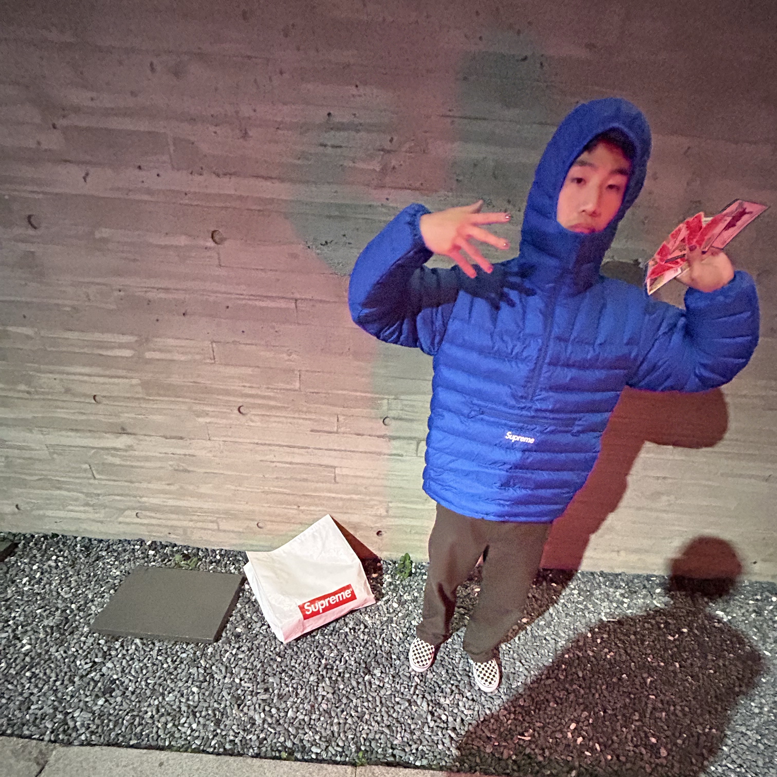 Supreme Micro Down Half Zip Hooded Pullover Royal - 23FW 착용 스타일 - 3