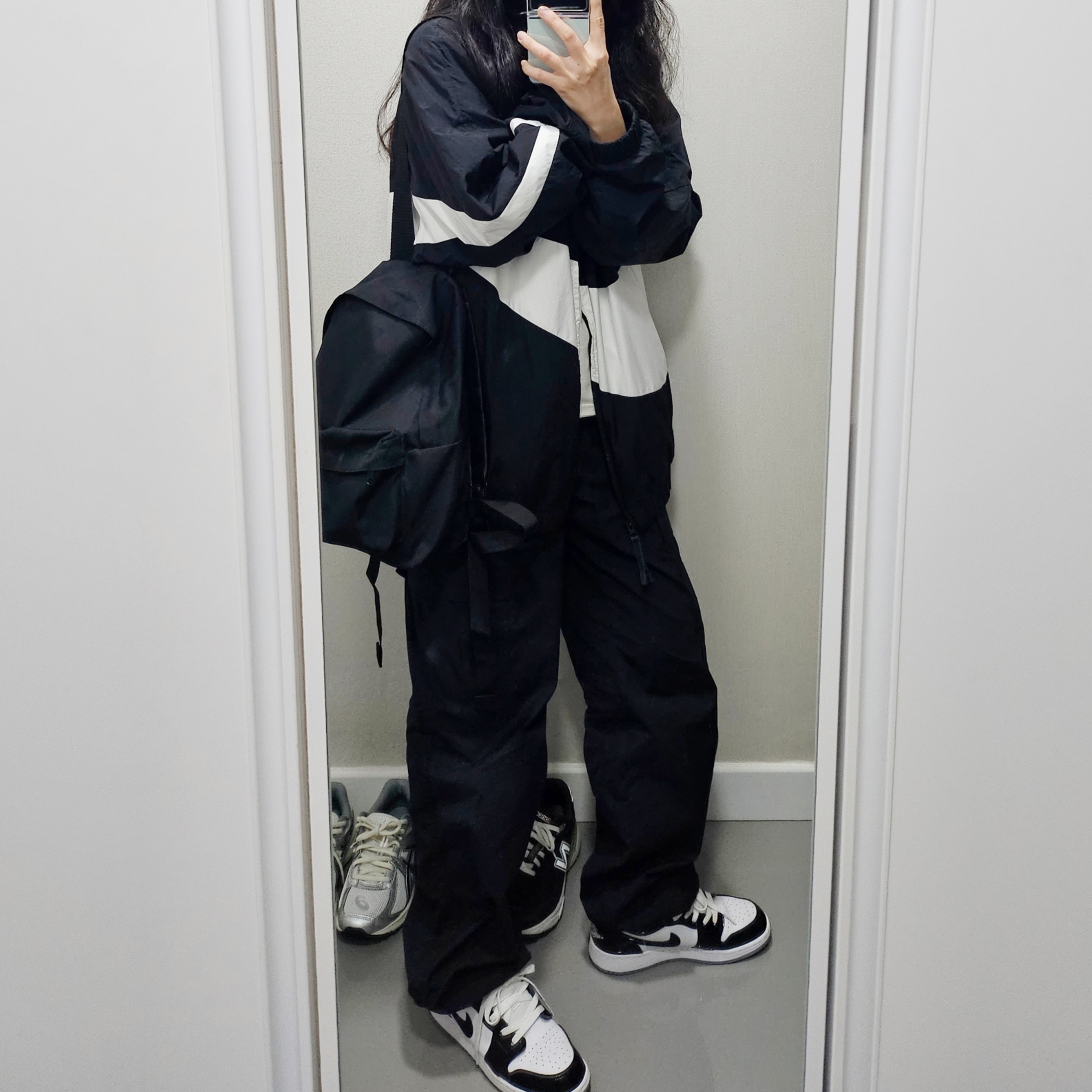 (GS) Jordan 1 Low SE Concord, Nike NSW Big Swoosh Woven Jacket Black - Asia 착용 스타일