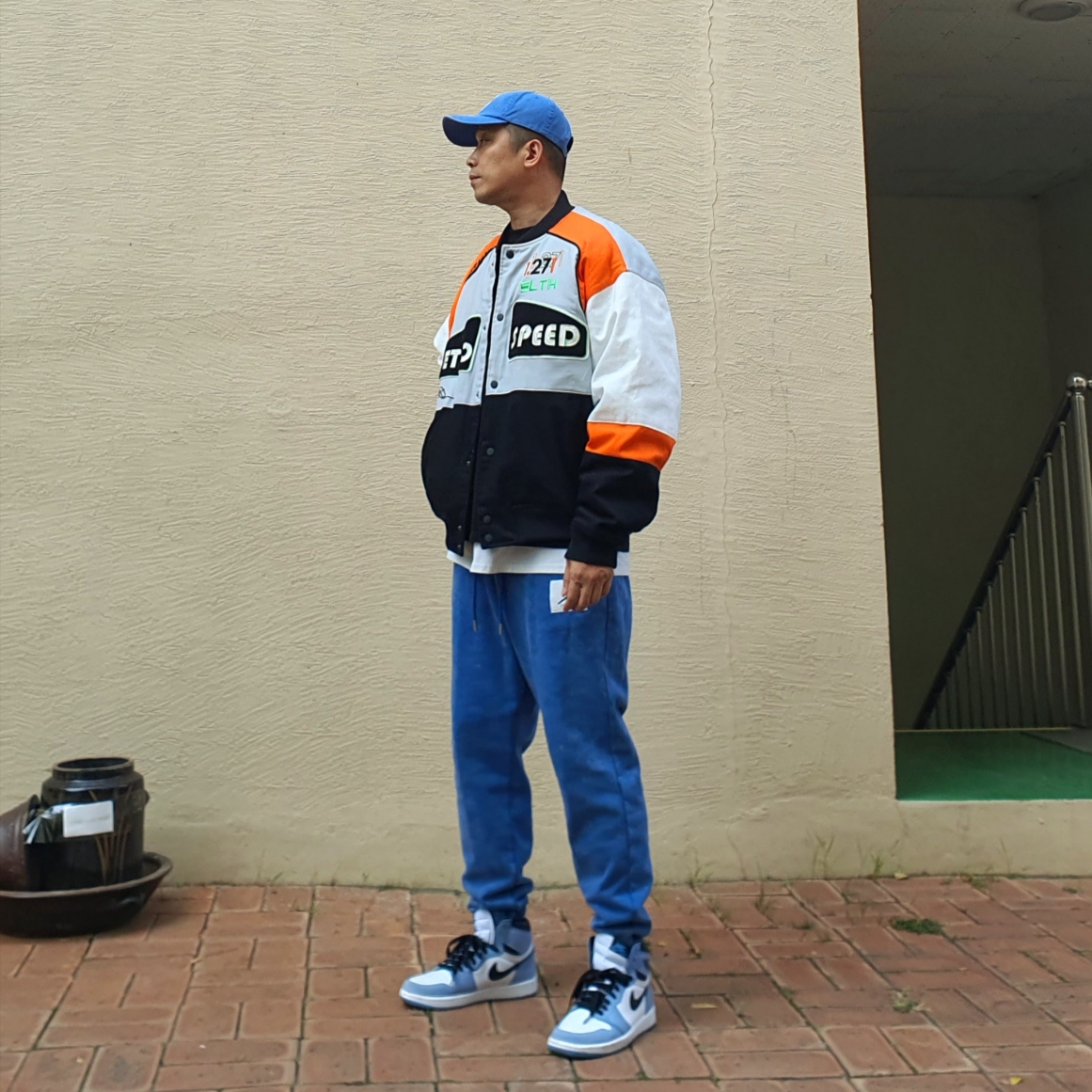 Jordan 1 Retro High OG University Blue, Jordan Essential Statement Fleece Pants True Blue - Asia 착용 스타일 - 1