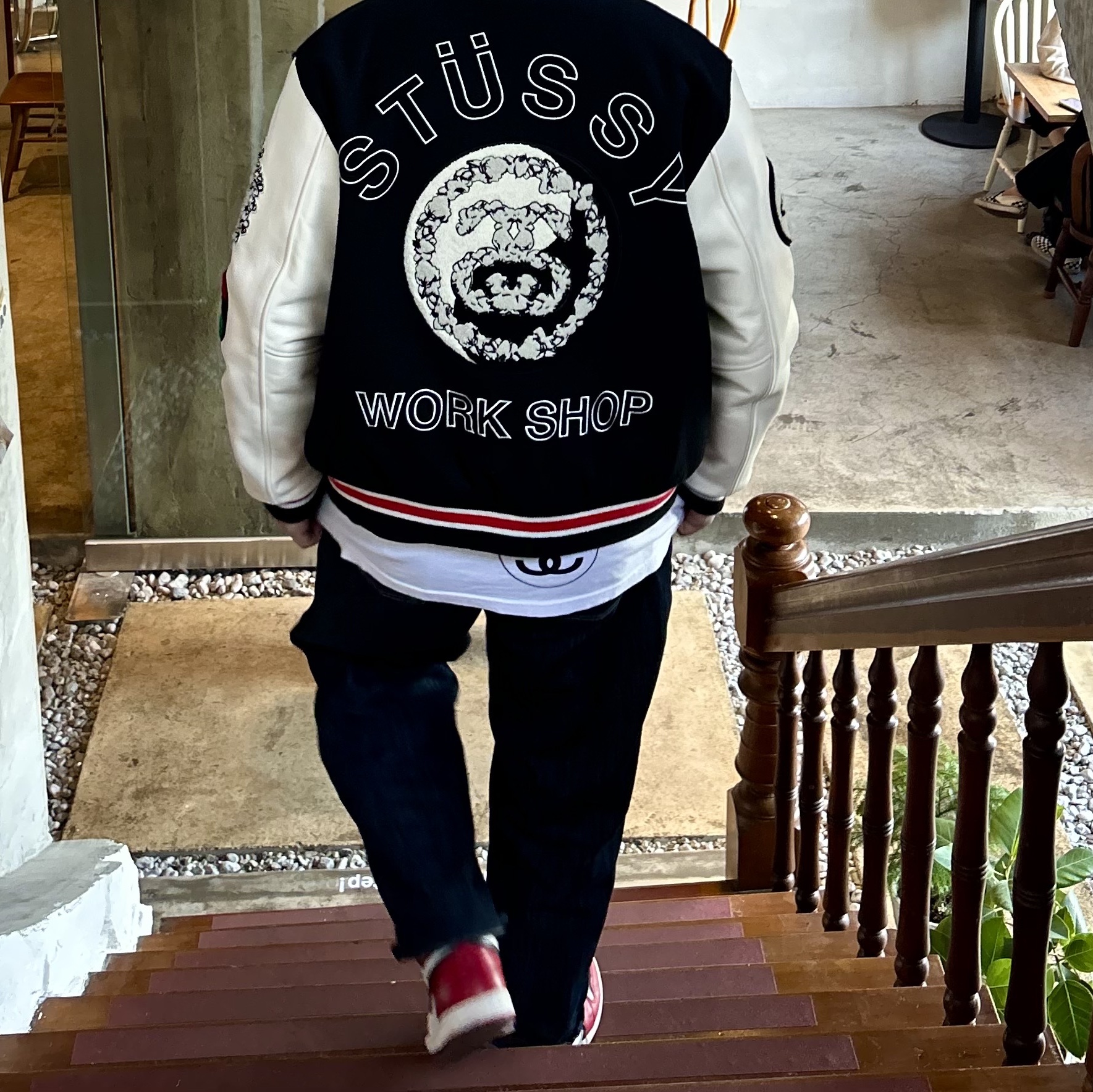 Stussy x Our Legacy x Denim Tears TTL Varsity Jacket Black, Stussy x Takahiromiyashita The Soloist 40 WT T-Shirt 착용 스타일 - 2