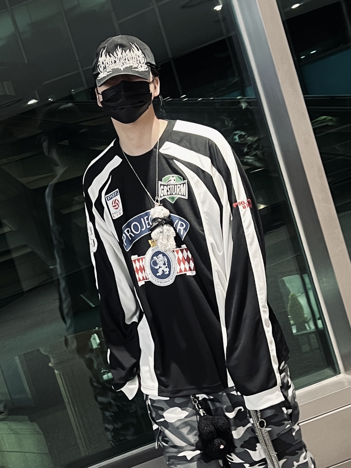 Project G/R Long Sleeve Football Jersey Black, Project G/R Metalic Logo Cap Black 착용 스타일 - 2