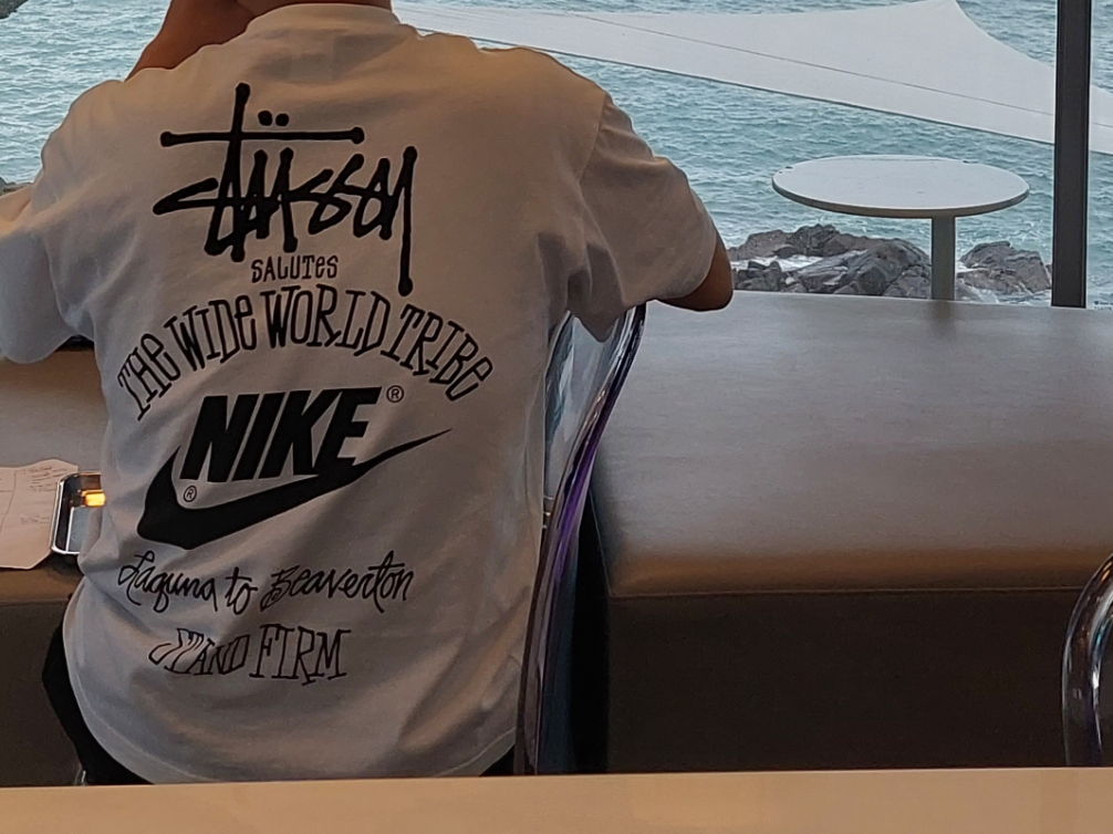 Nike x Stussy T-Shirt White (DV1774-100), Nike x Stussy T-Shirt White (DV1775-100) 착용 스타일