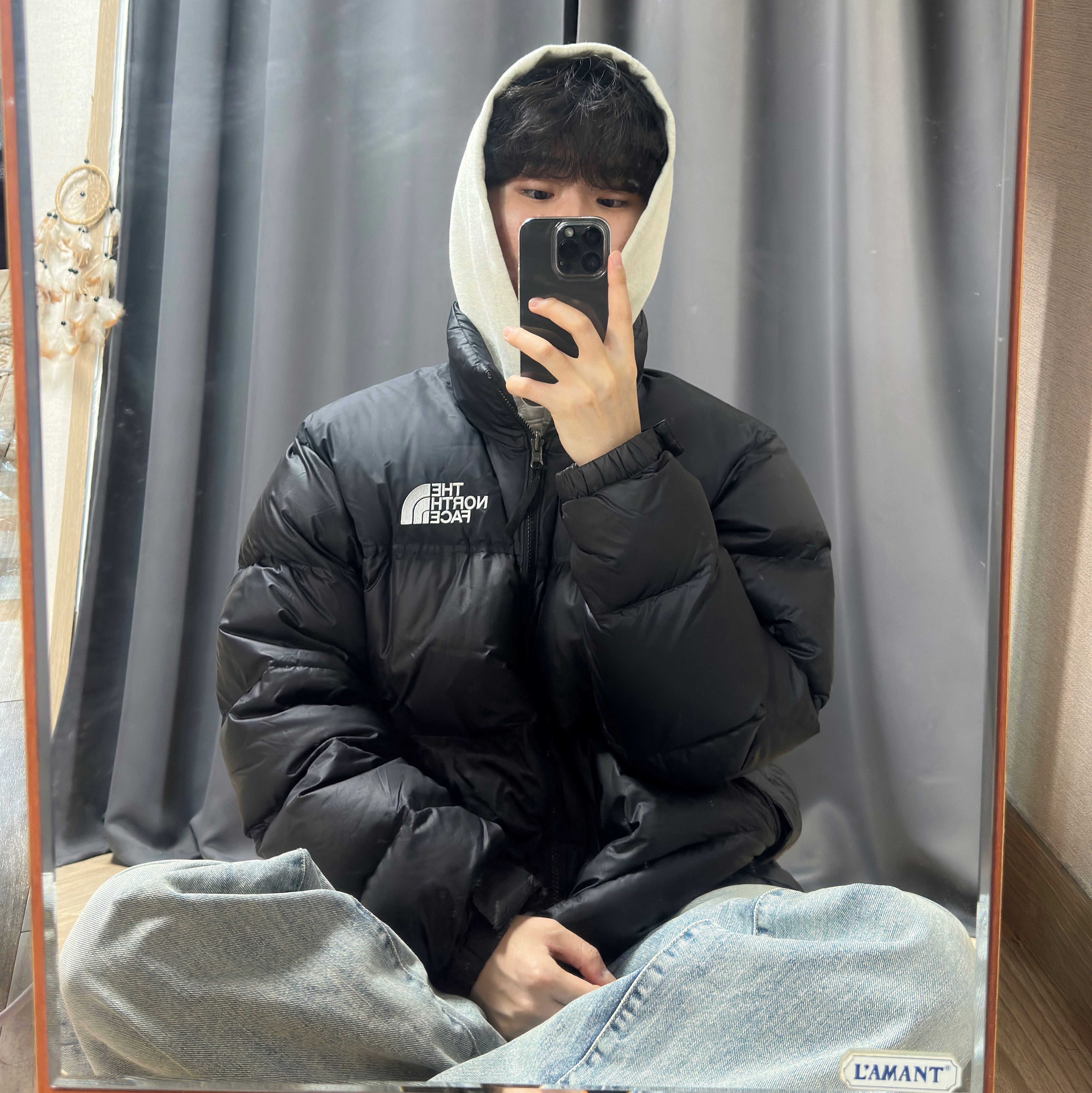 The North Face 1996 Eco Nuptse Jacket Black 착용 스타일 - 1