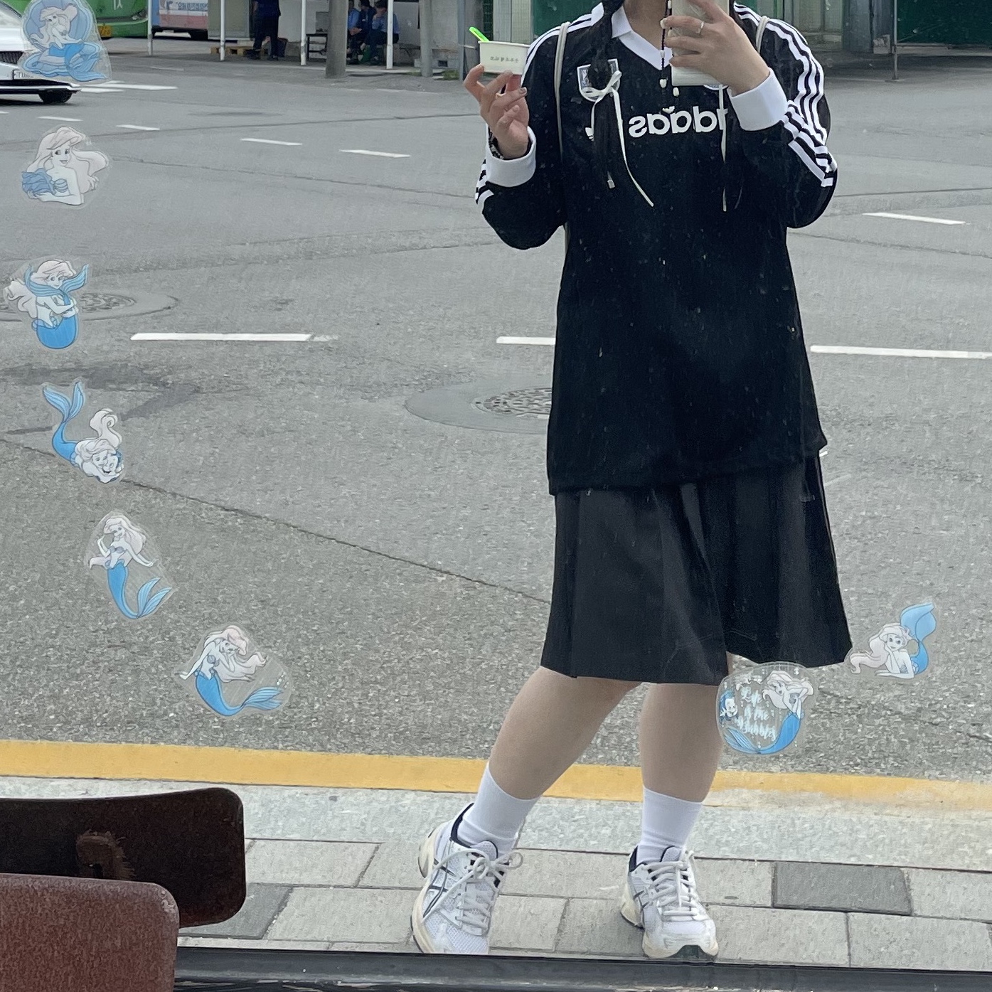 (W) Adidas Football Long Sleeve T-Shirt Black - KR Sizing, (W) Asics Gel-1130 White Midnight 착용 스타일 - 2