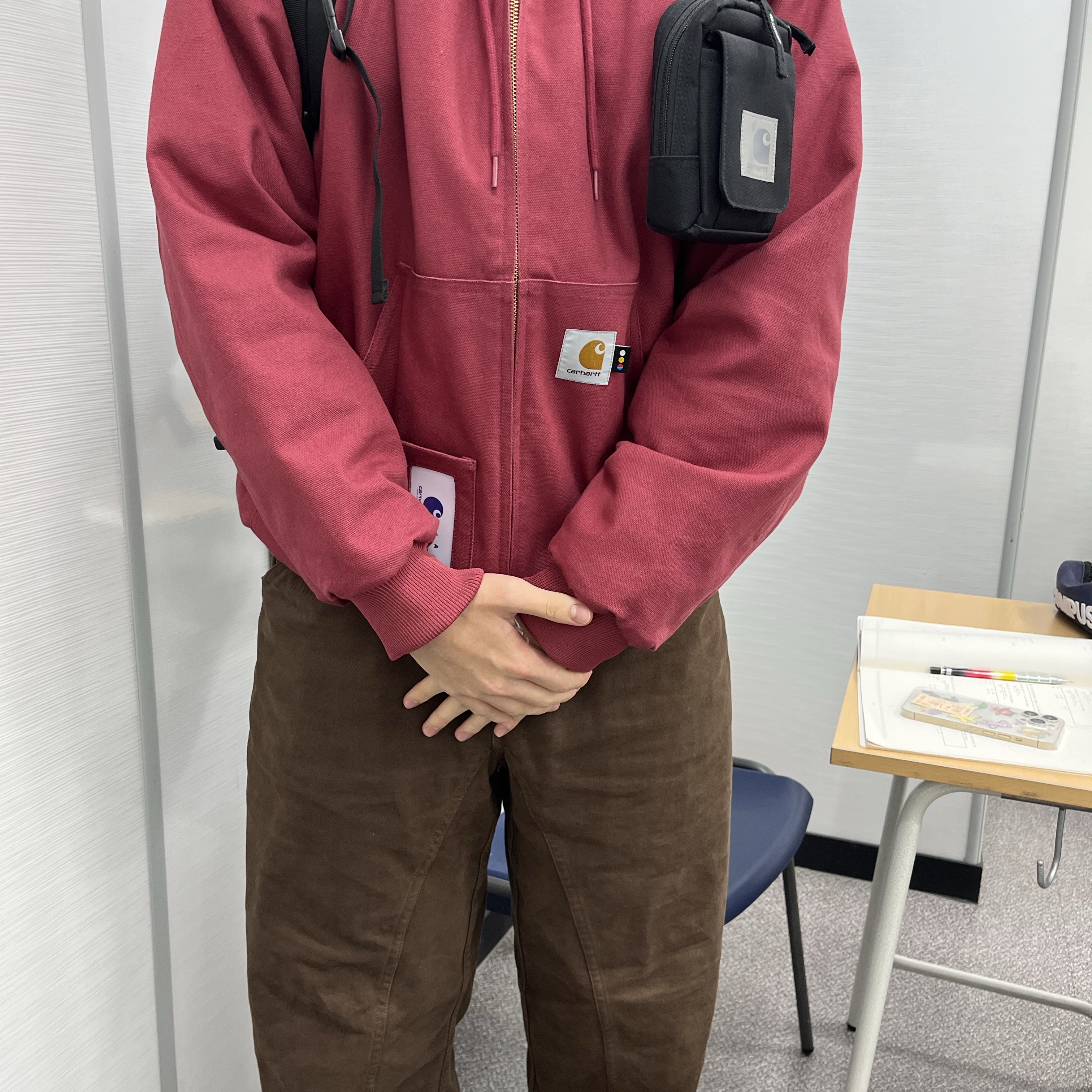 Carhartt WIP x IAB Studio OG Active Jacket Earth Red 착용 스타일