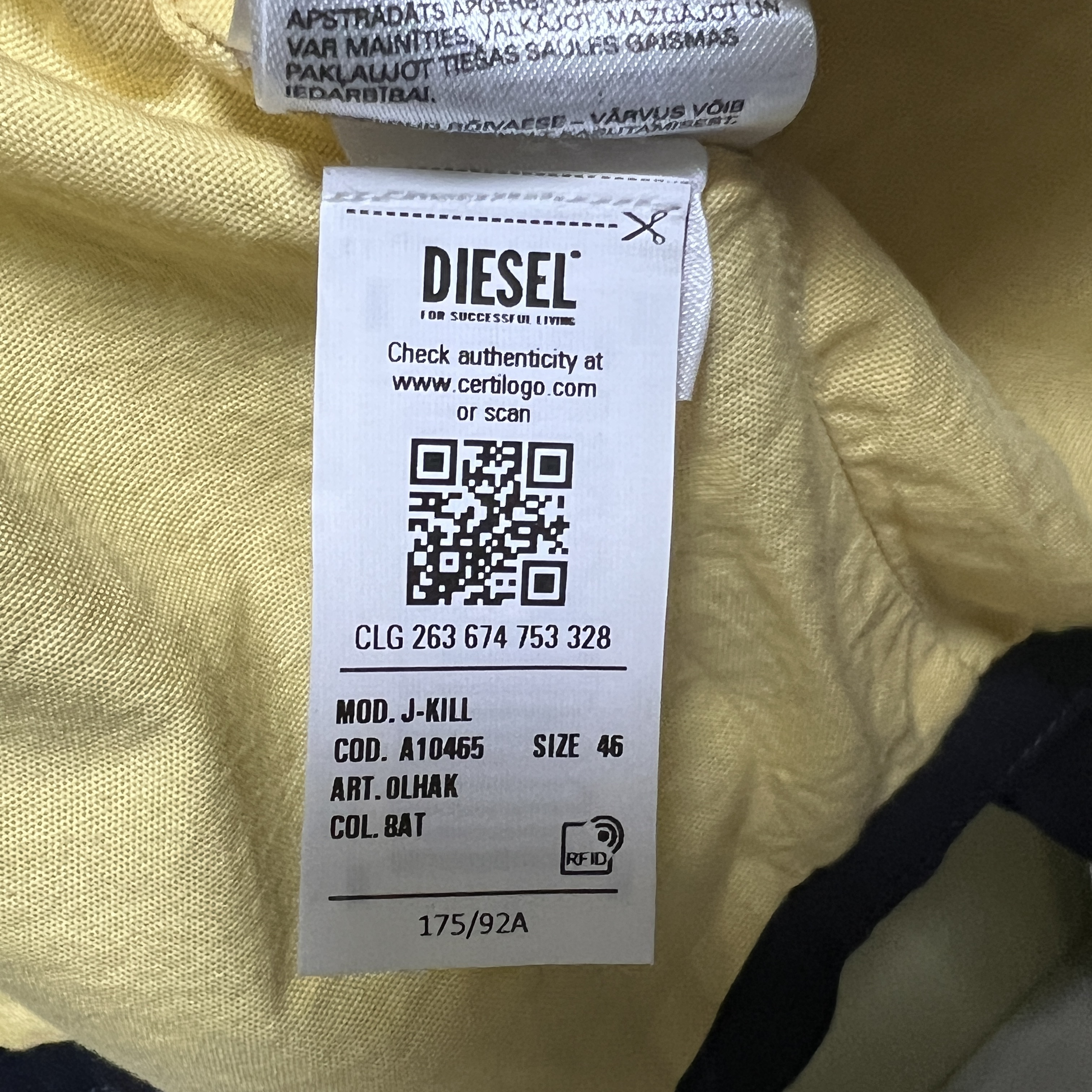Diesel J-Kill Vintage Effect Cotton Jacket Blue Brown 착용 스타일 - 4