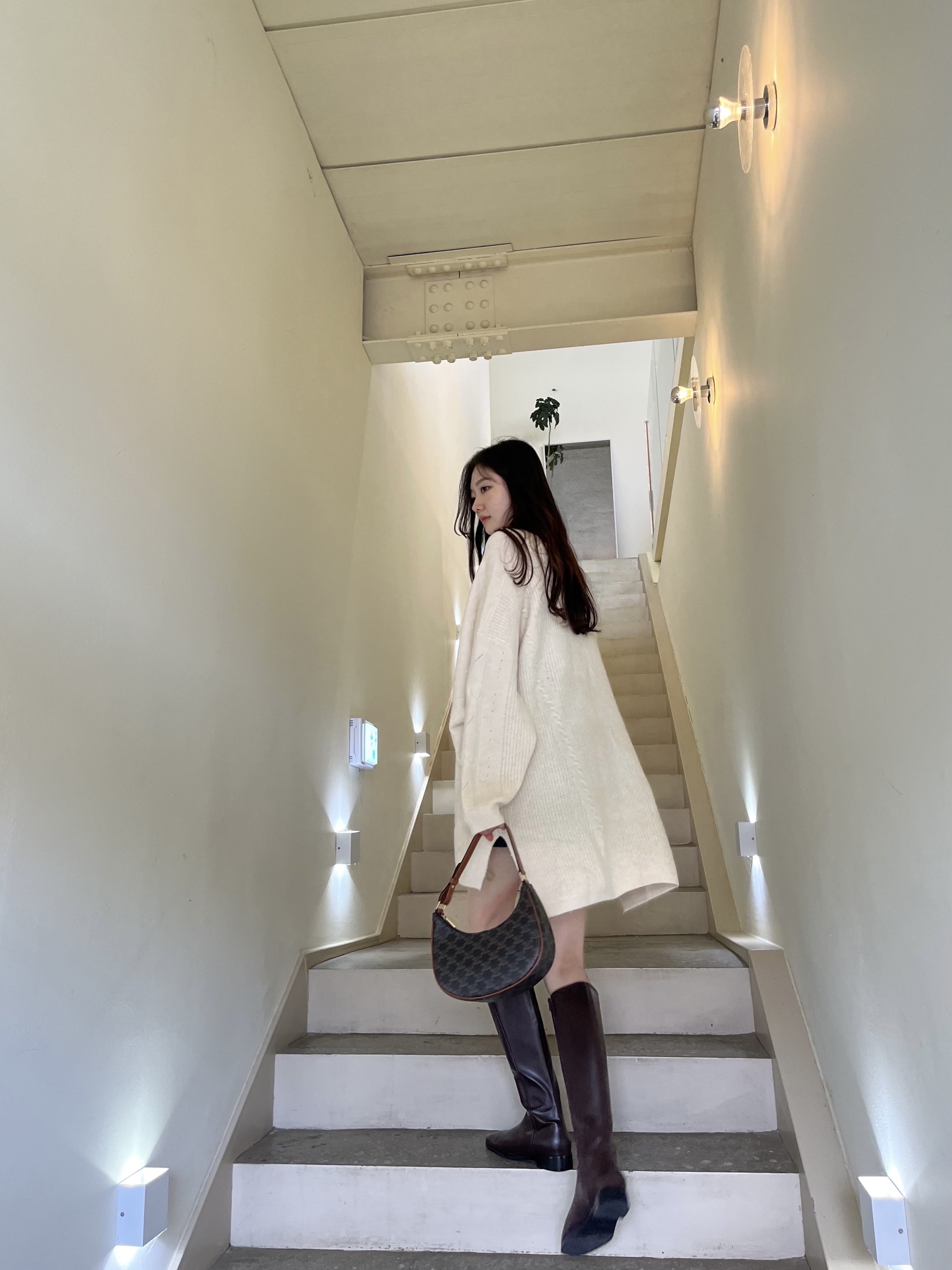 Celine Ava Bag in Triomphe Canvas and Calfskin Tan 착용 스타일 - 3