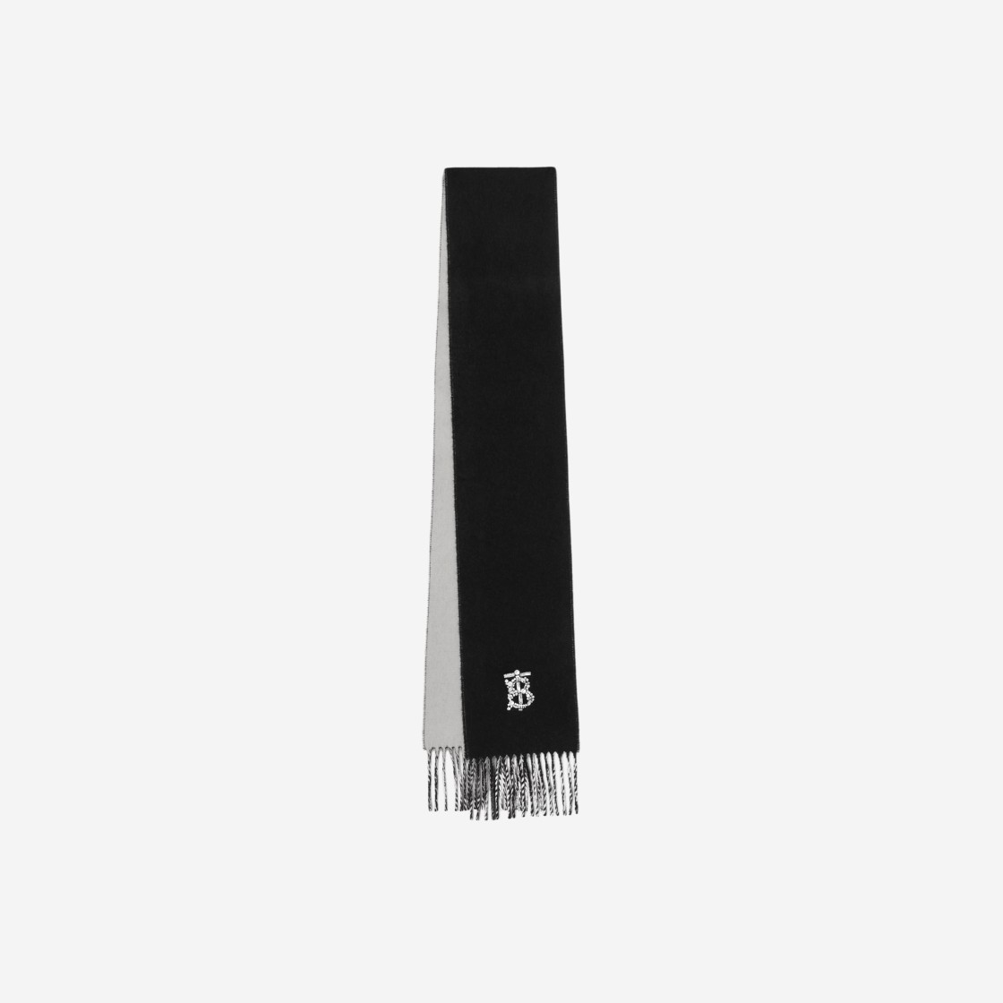 Burberry Crystal Monogram Cashmere Reversible Scarf Black Pale Grey 상세 이미지 1