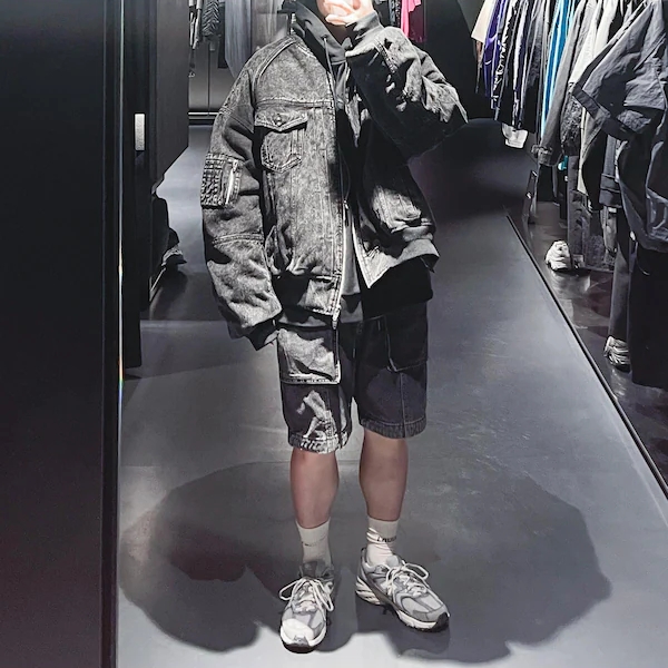 Juun.J Denim Trucker Designed MA-1 Jumper Black - 23FW 착용 스타일 - 3