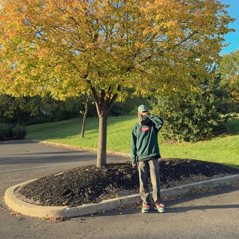 Supreme Cordura Ripstop S Logo 6-Panel Green - 23SS, Supreme Box Logo Crewneck Dark Pine - 22FW 착용 스타일 - 2