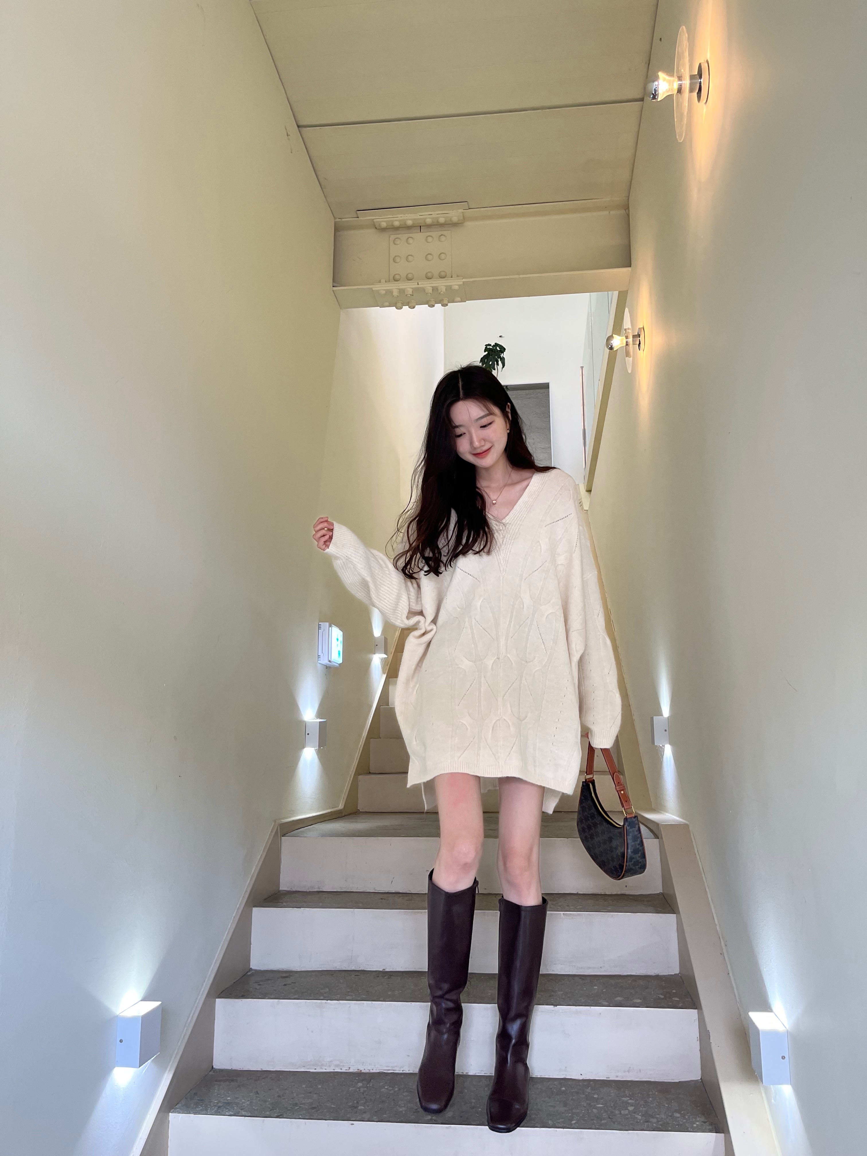 Celine Ava Bag in Triomphe Canvas and Calfskin Tan 착용 스타일 - 6