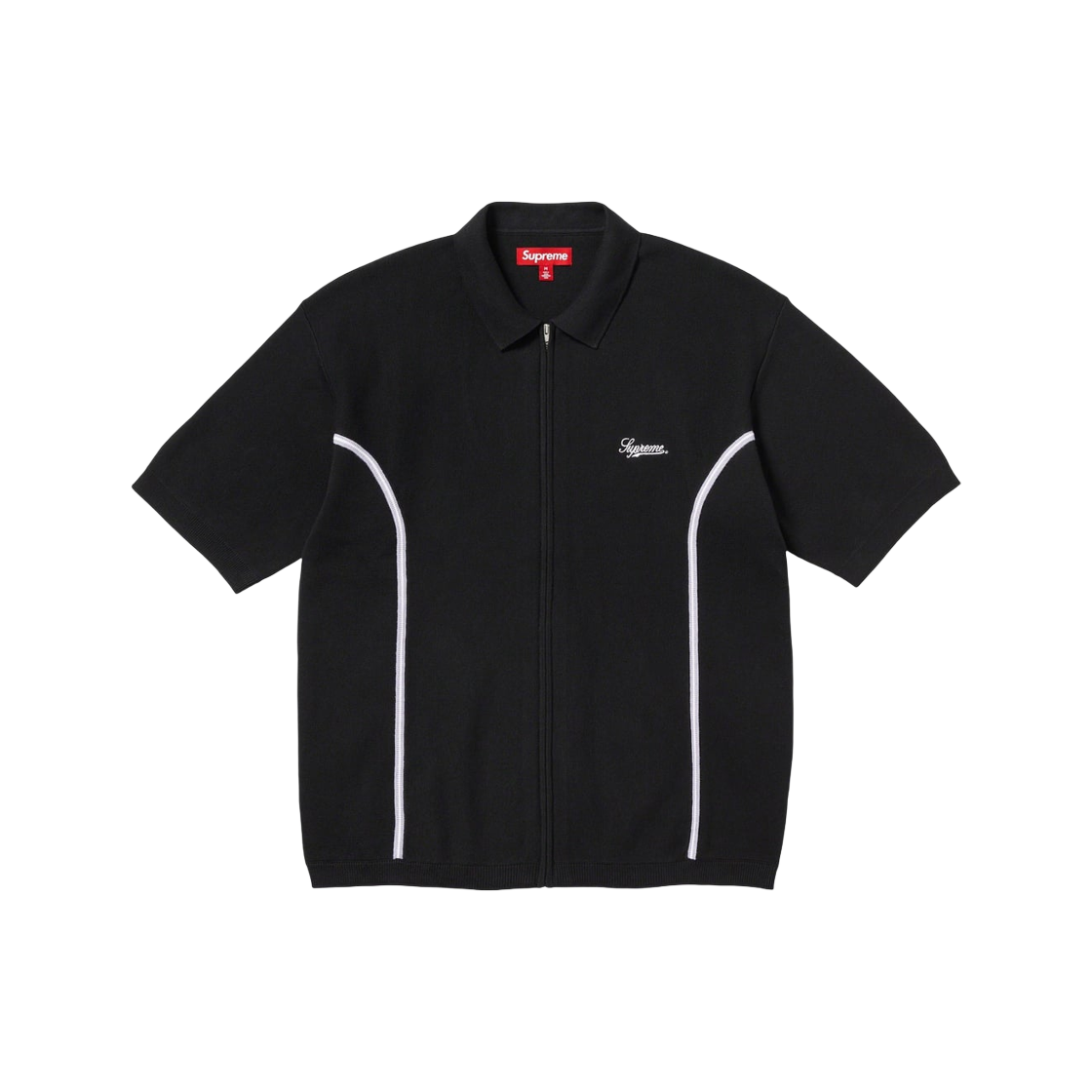 Supreme Piping Zip Up Polo Black - 23FW 상세 이미지 1