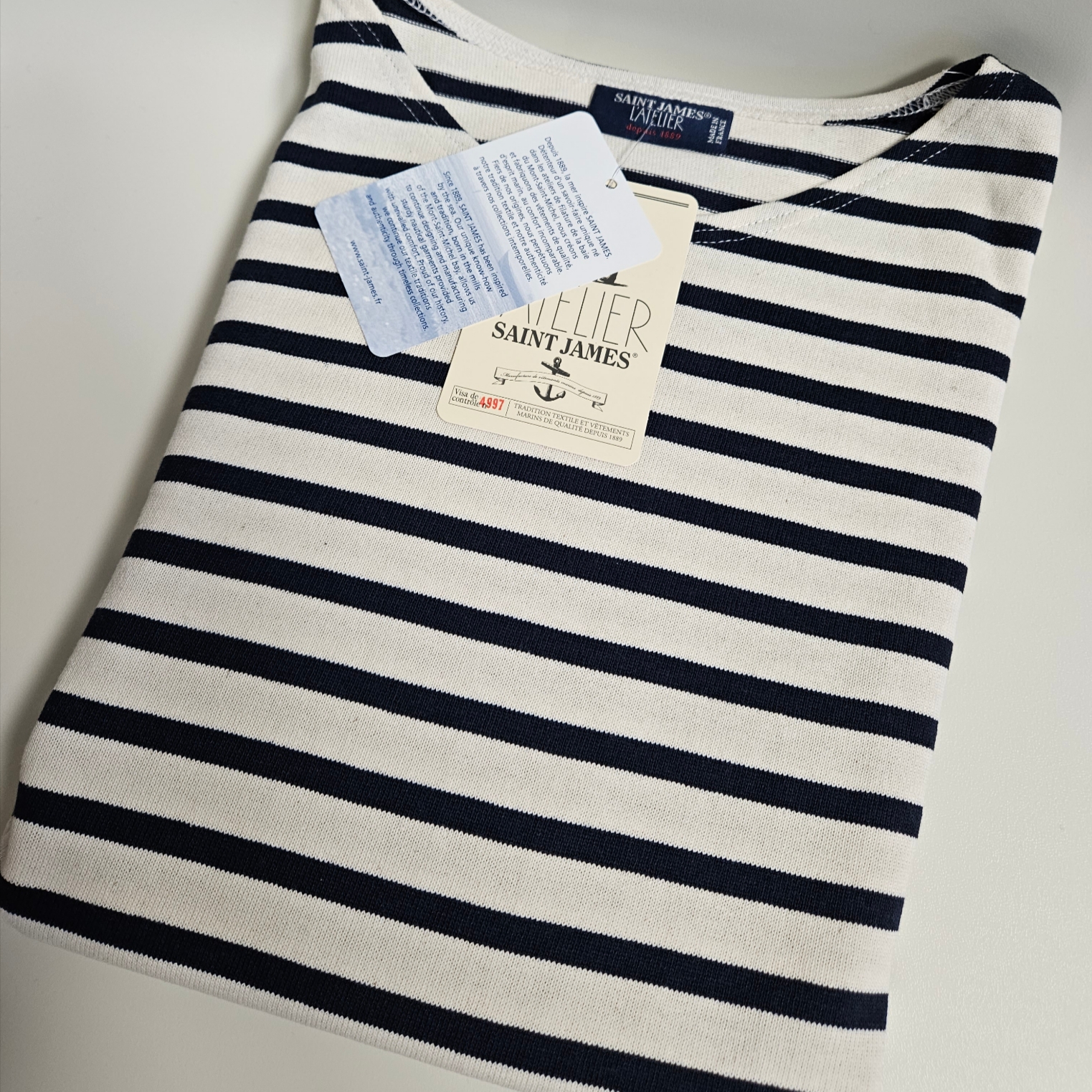 Saint James Meridien Moderne Striped Sailor Shirt Ecru Marine 착용 스타일