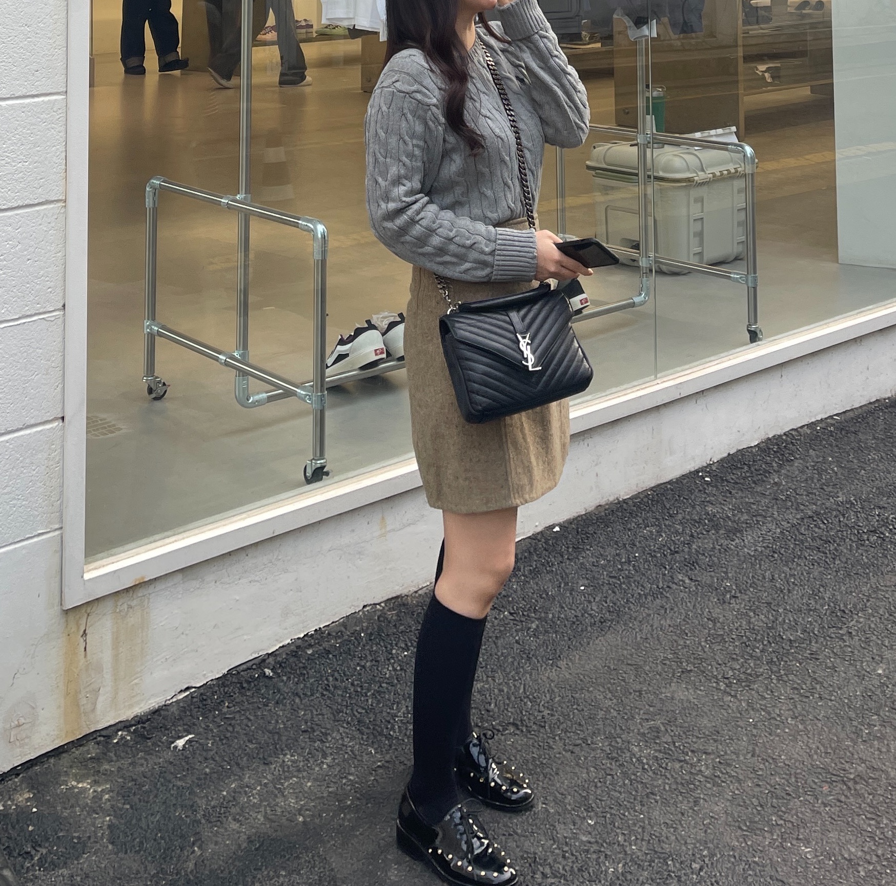 [30%적립] Polo Ralph Lauren Cable Knit Cotton Sweater Grey 착용 스타일