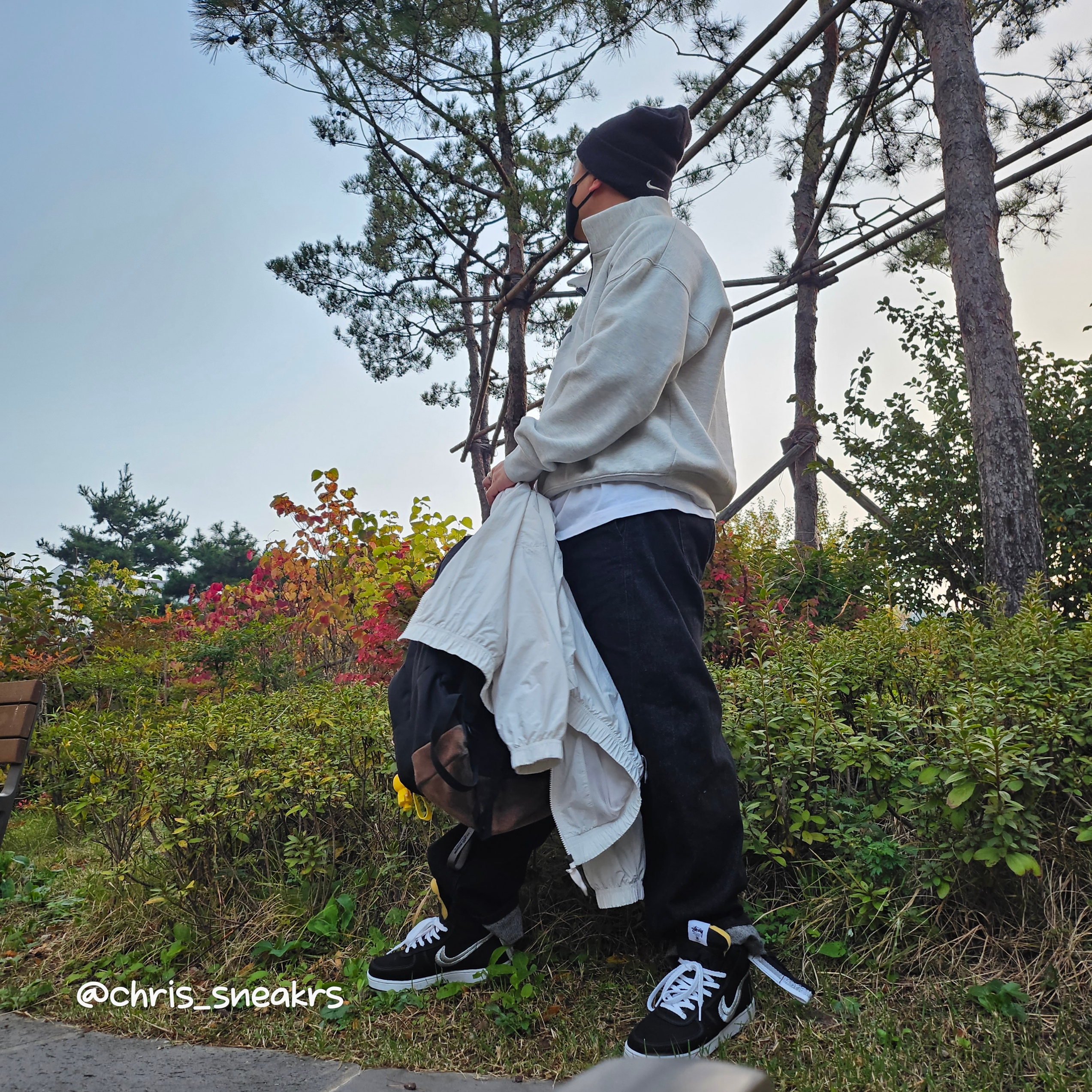 Essentials Mockneck Half-Zip Oatmeal - 21SS, Nike x Stussy Vandal High Black 착용 스타일 - 3