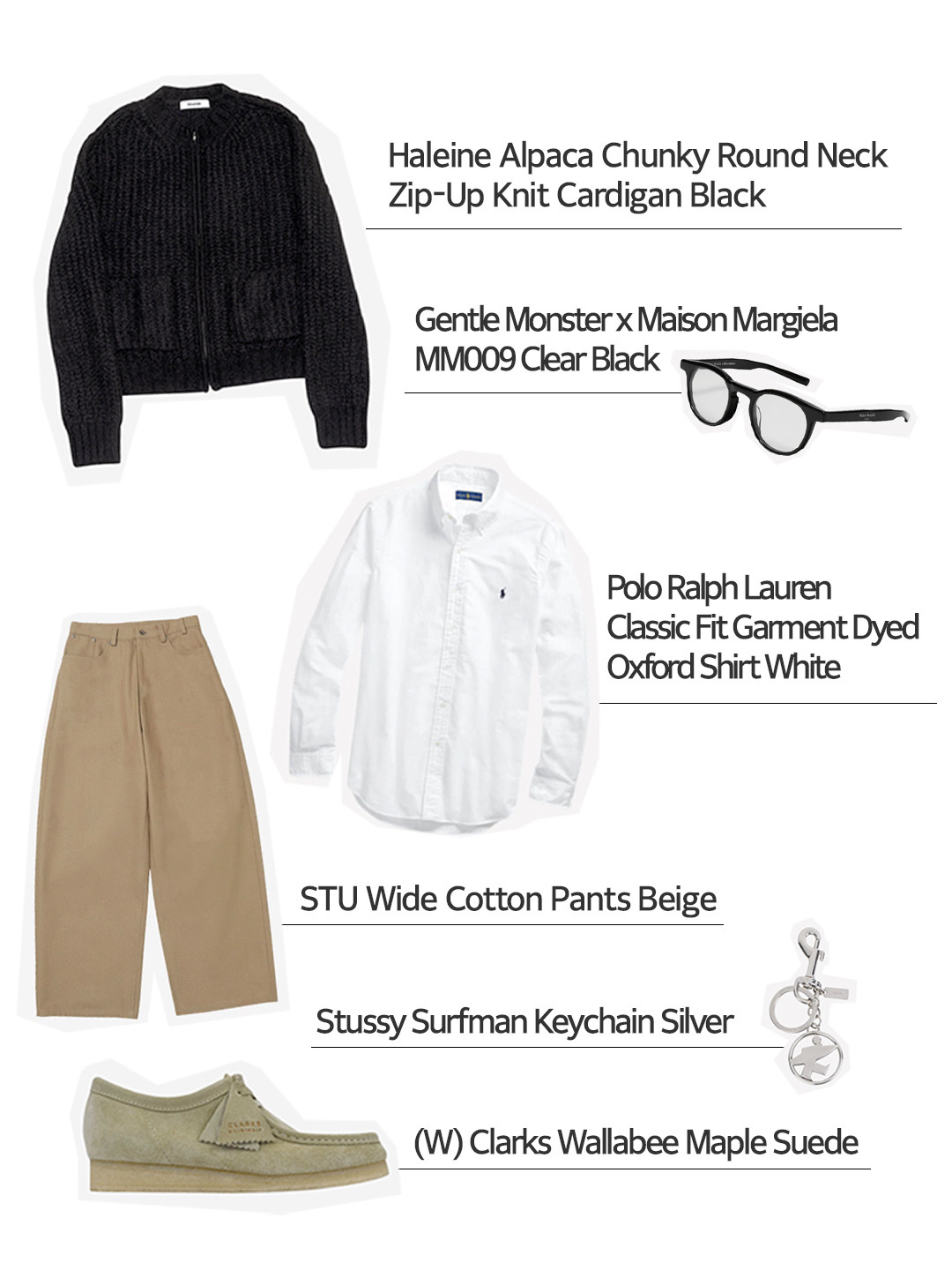 Haleine Alpaca Chunky Round Neck Zip-Up Knit Cardigan Black, [30% 적립] Polo Ralph Lauren Classic Fit Garment Dyed Oxford Shirt White 착용 스타일 - 1